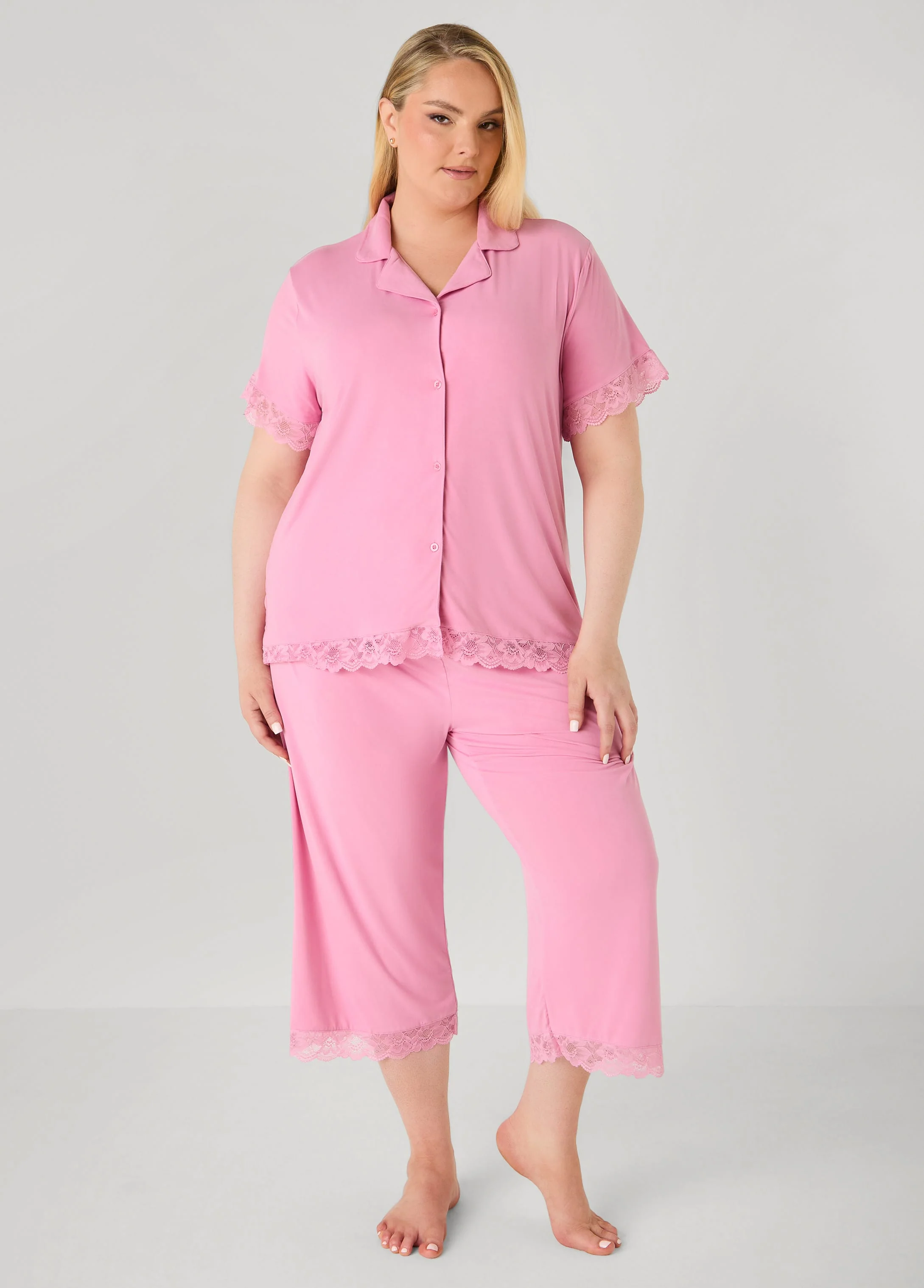 Lace Trimmed Jersey Pajama Set - Image 9