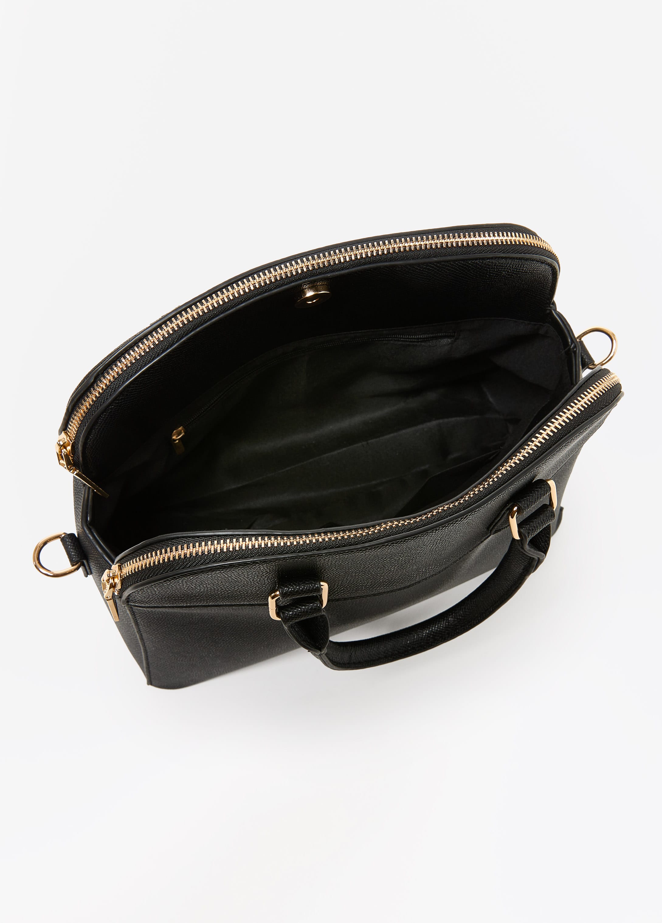 Textured Faux Leather Satchel - Image 4