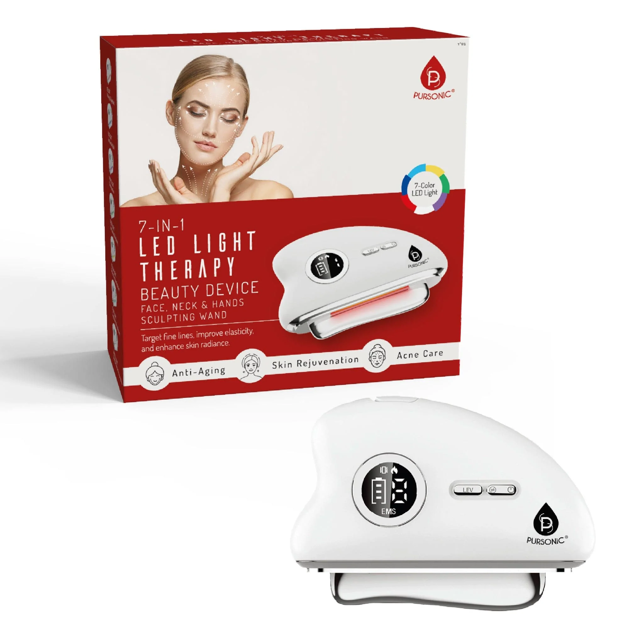 Pursonic 7 In 1 LED Light Therapy Beauty Wand