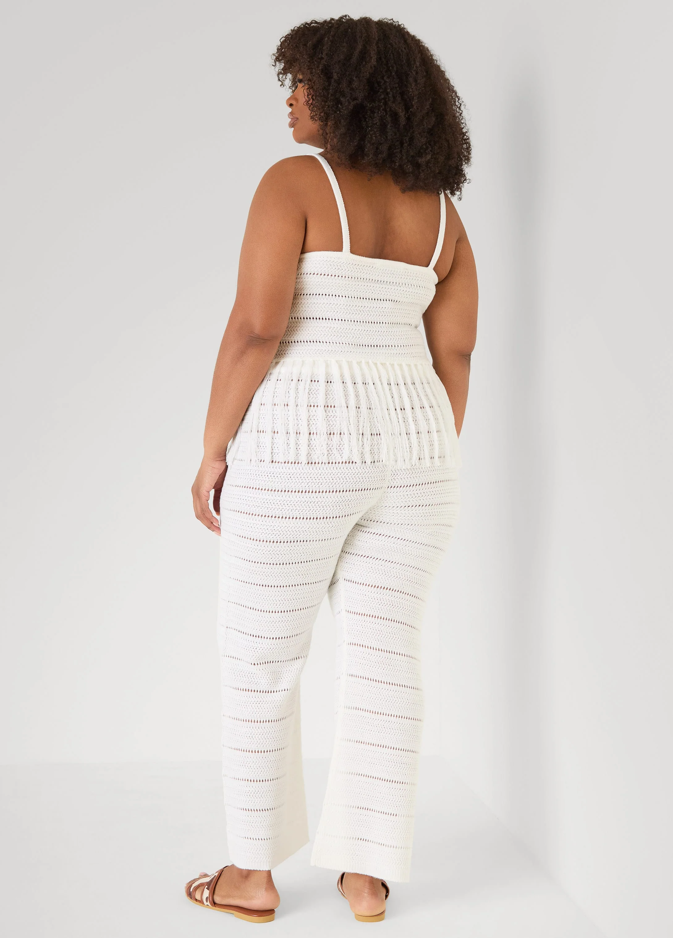 Beaded Fringe Crochet Coverup Set - Image 2