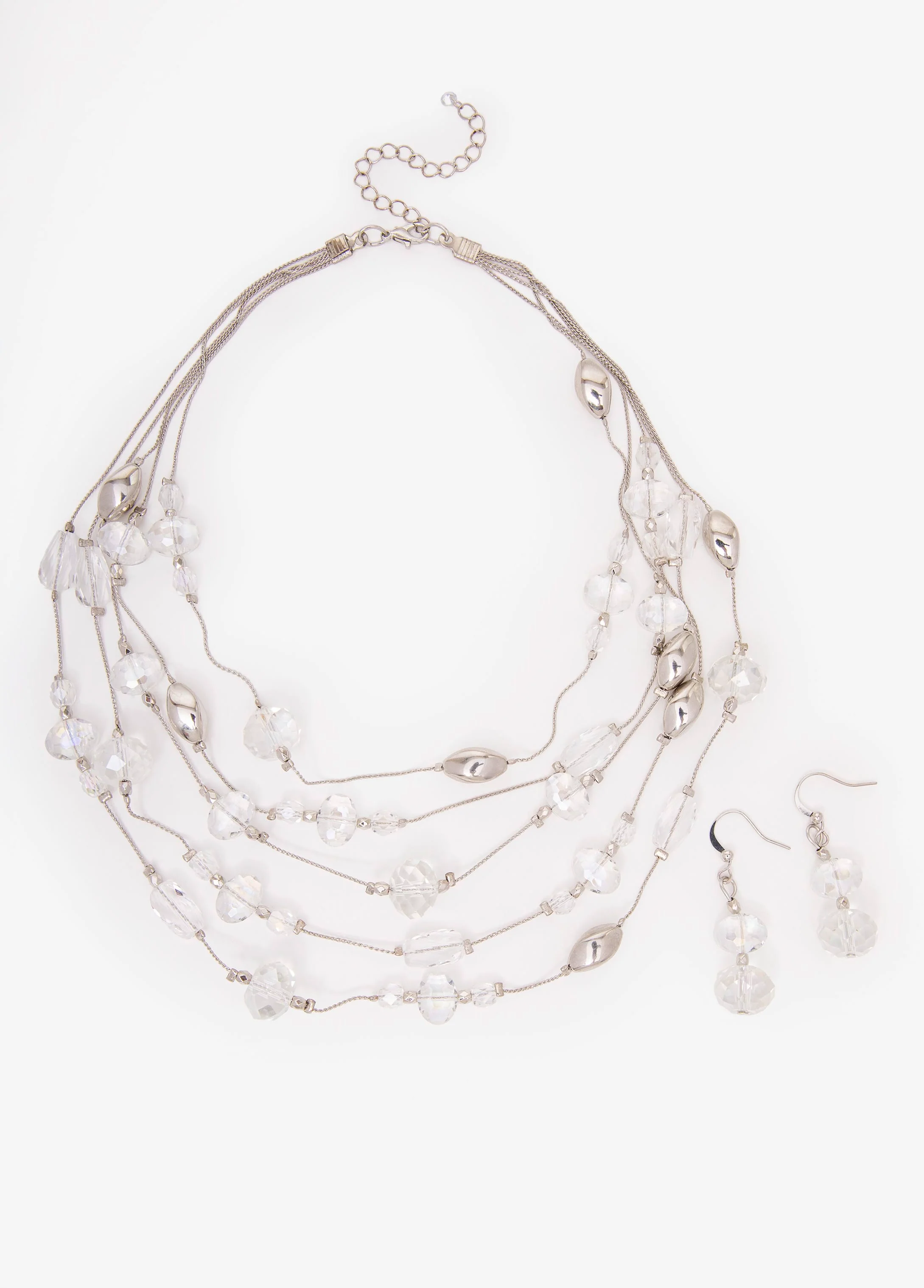 Silver Tone Bead Necklace Set - Image 2