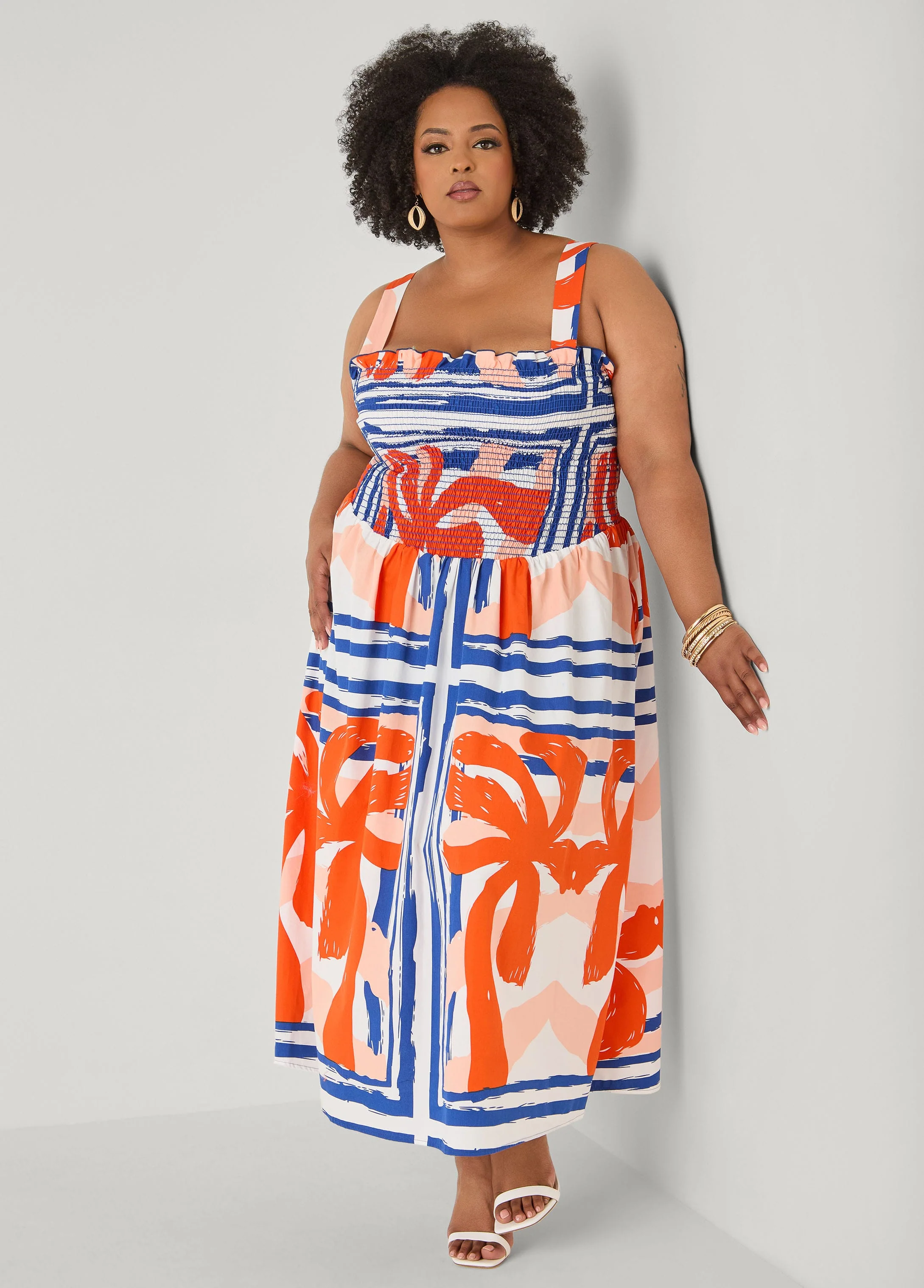 Printed Smocked Maxi Dress - Image 3