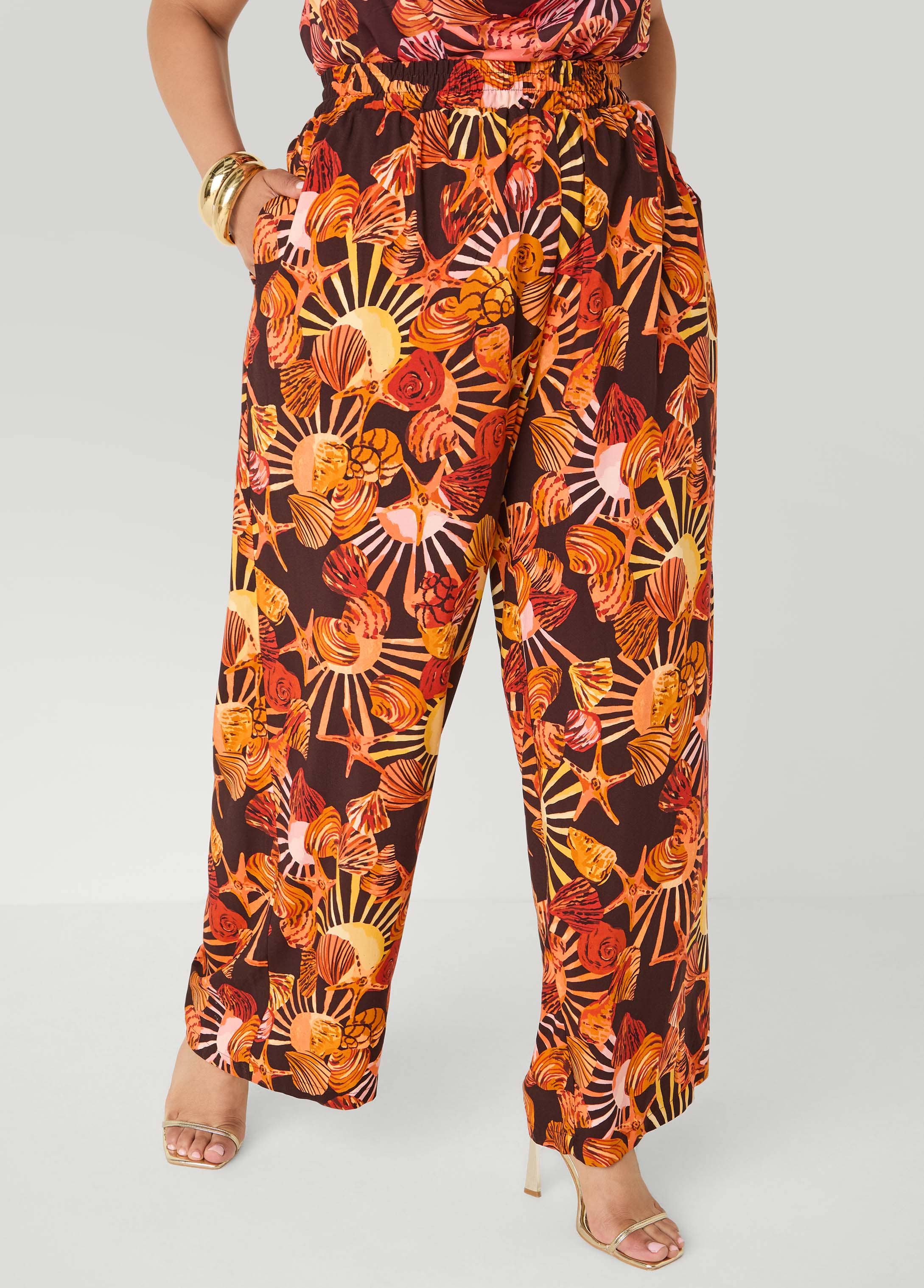 Seashell Print Wide Leg Pants - Image 3