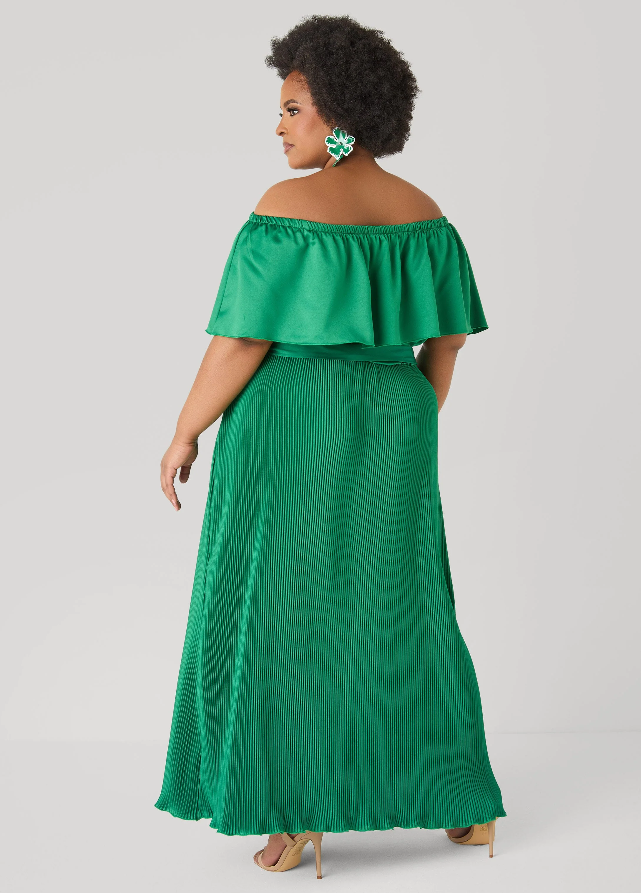 Off The Shoulder Satin Maxi Dress - Image 2