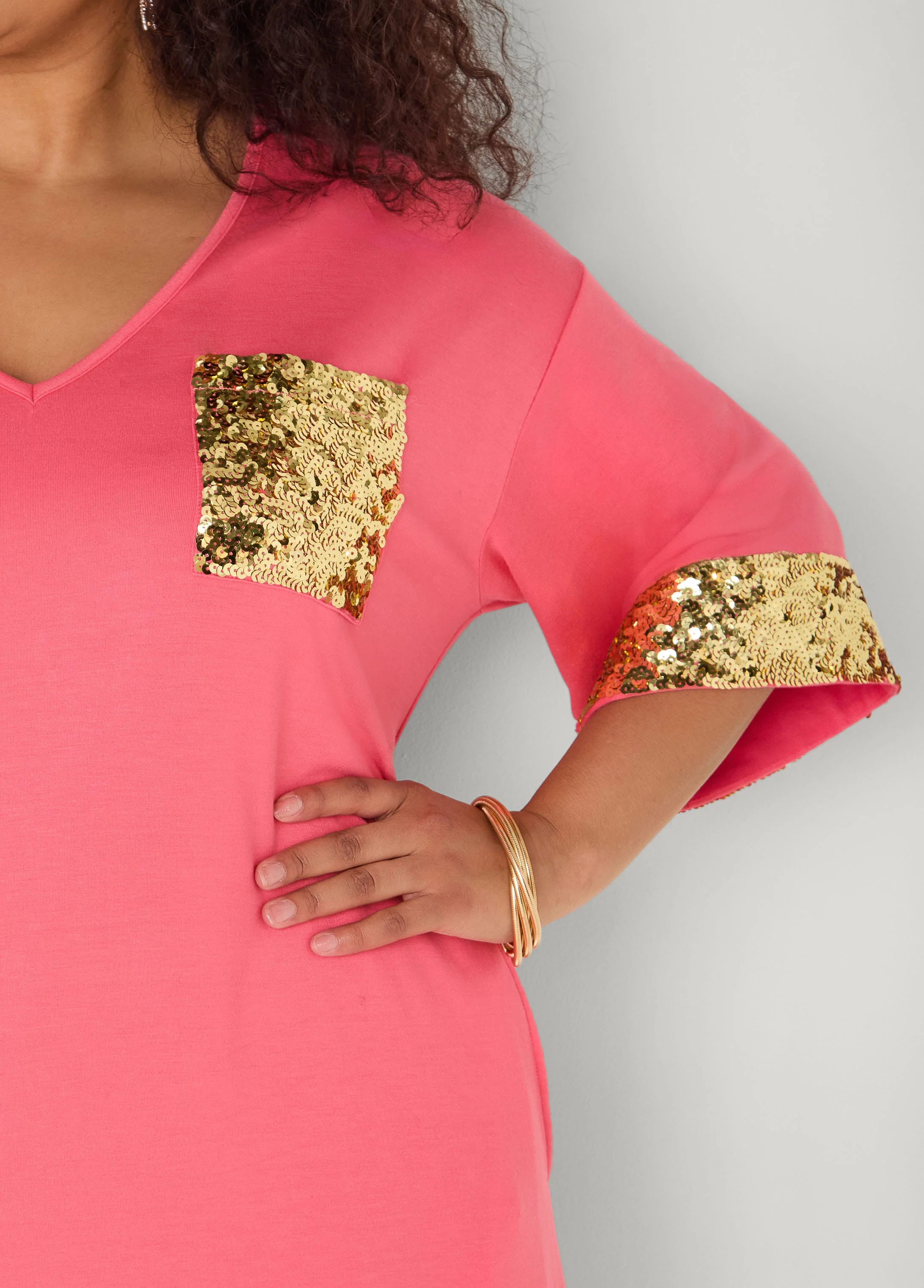 Sequined Terry T Shirt Dress - Image 4