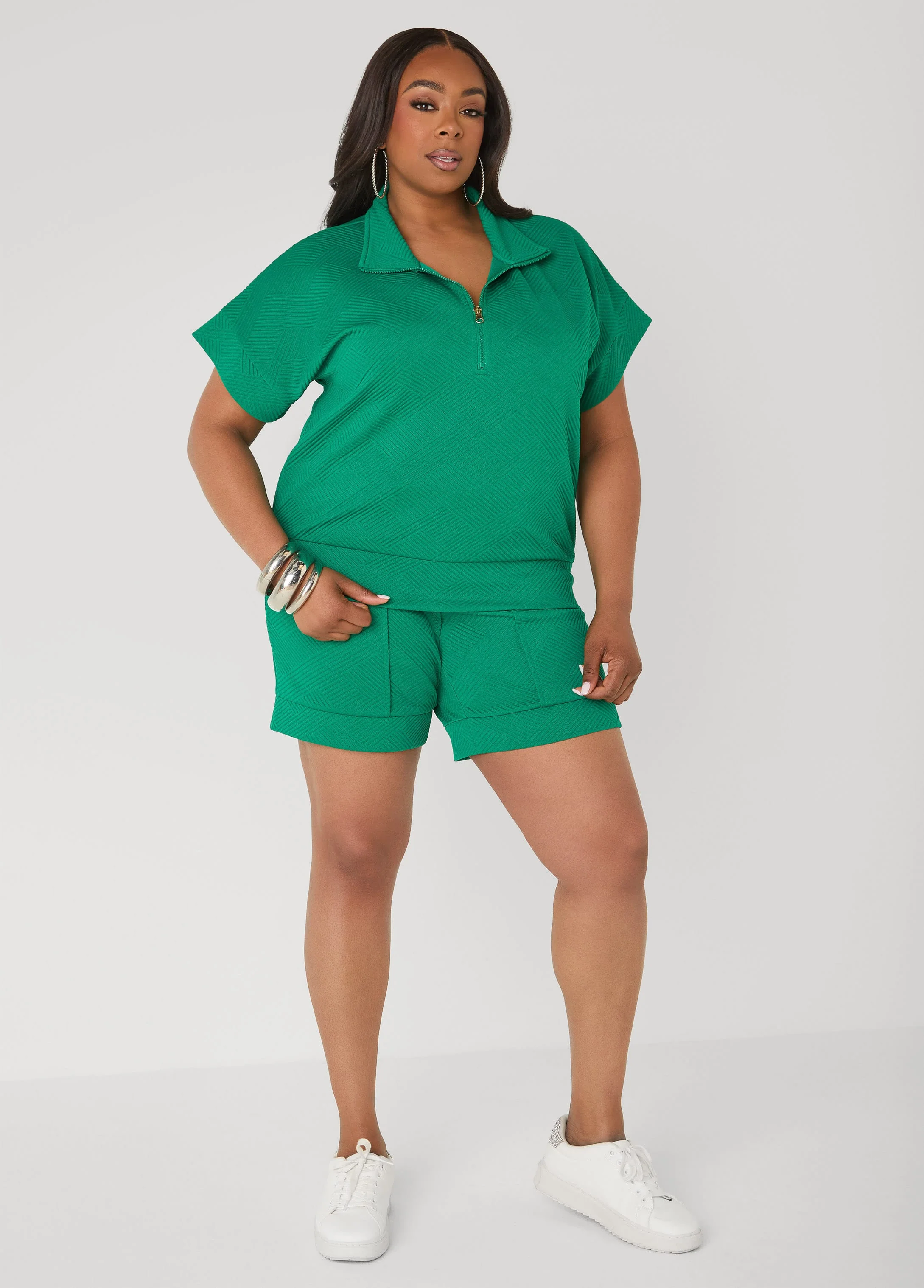 Zip Front Athletic Knit Pullover - Image 3