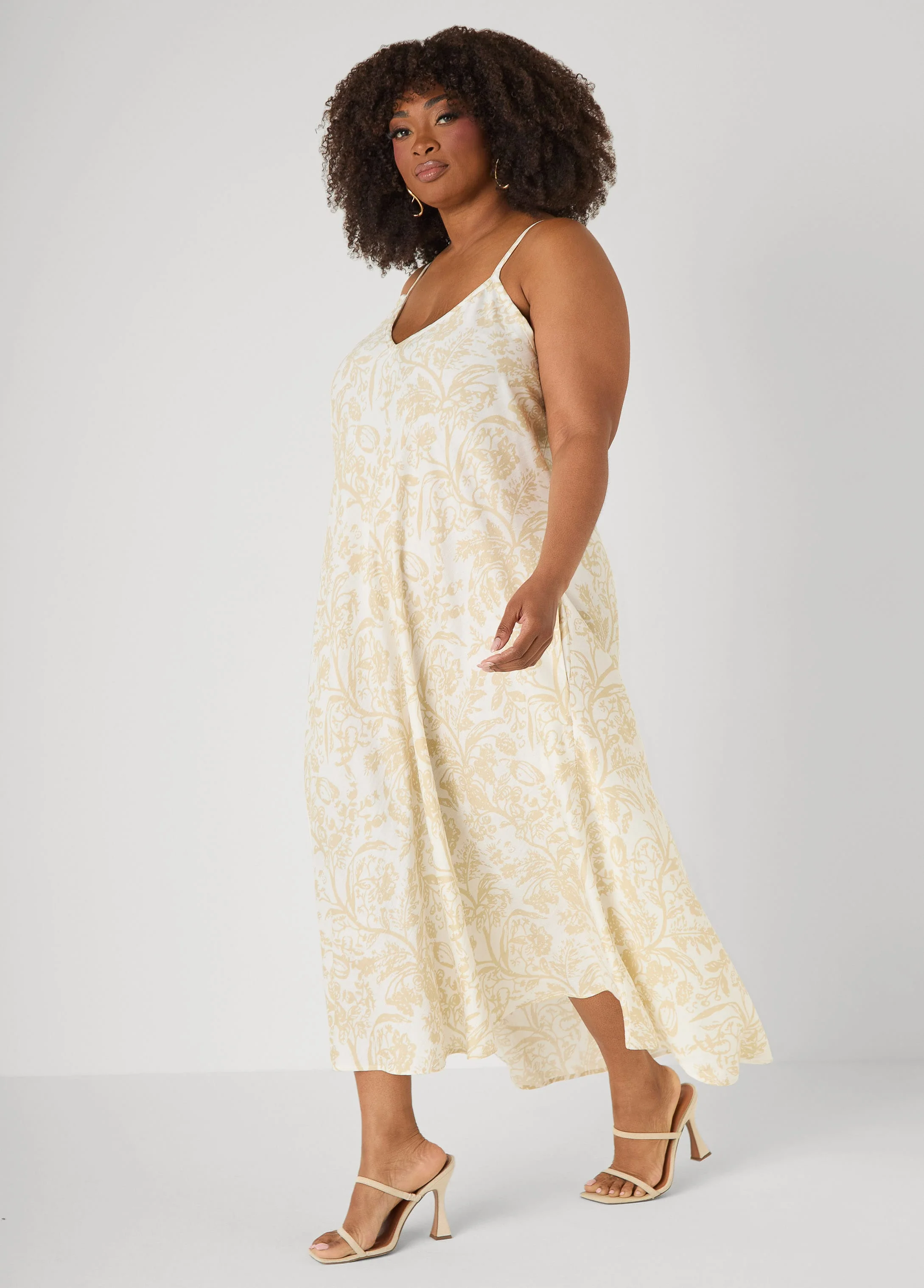 Floral Print V Neck Midaxi Dress - Image 5