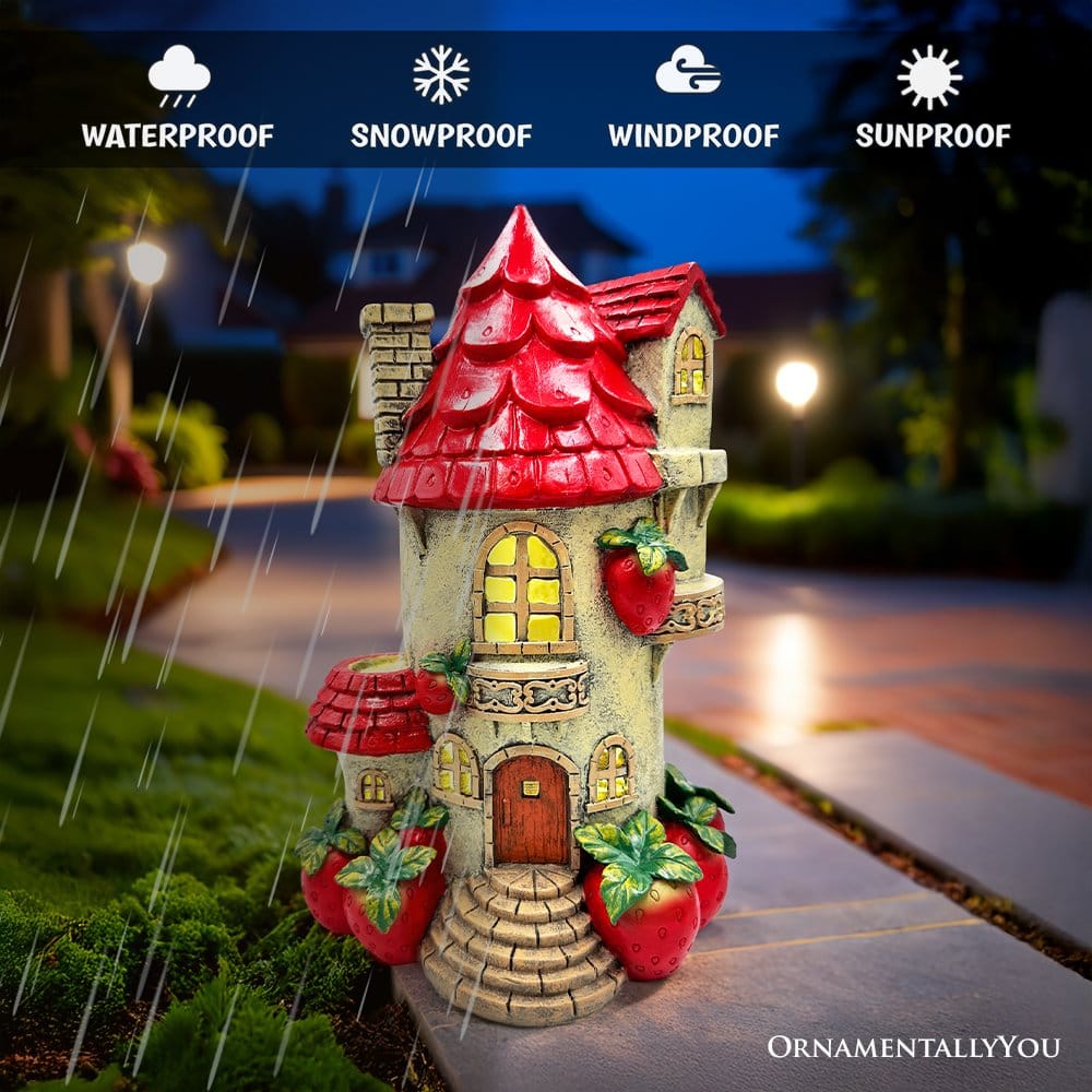 Solar Powered Strawberry Fairy Home Figurine - Image 4