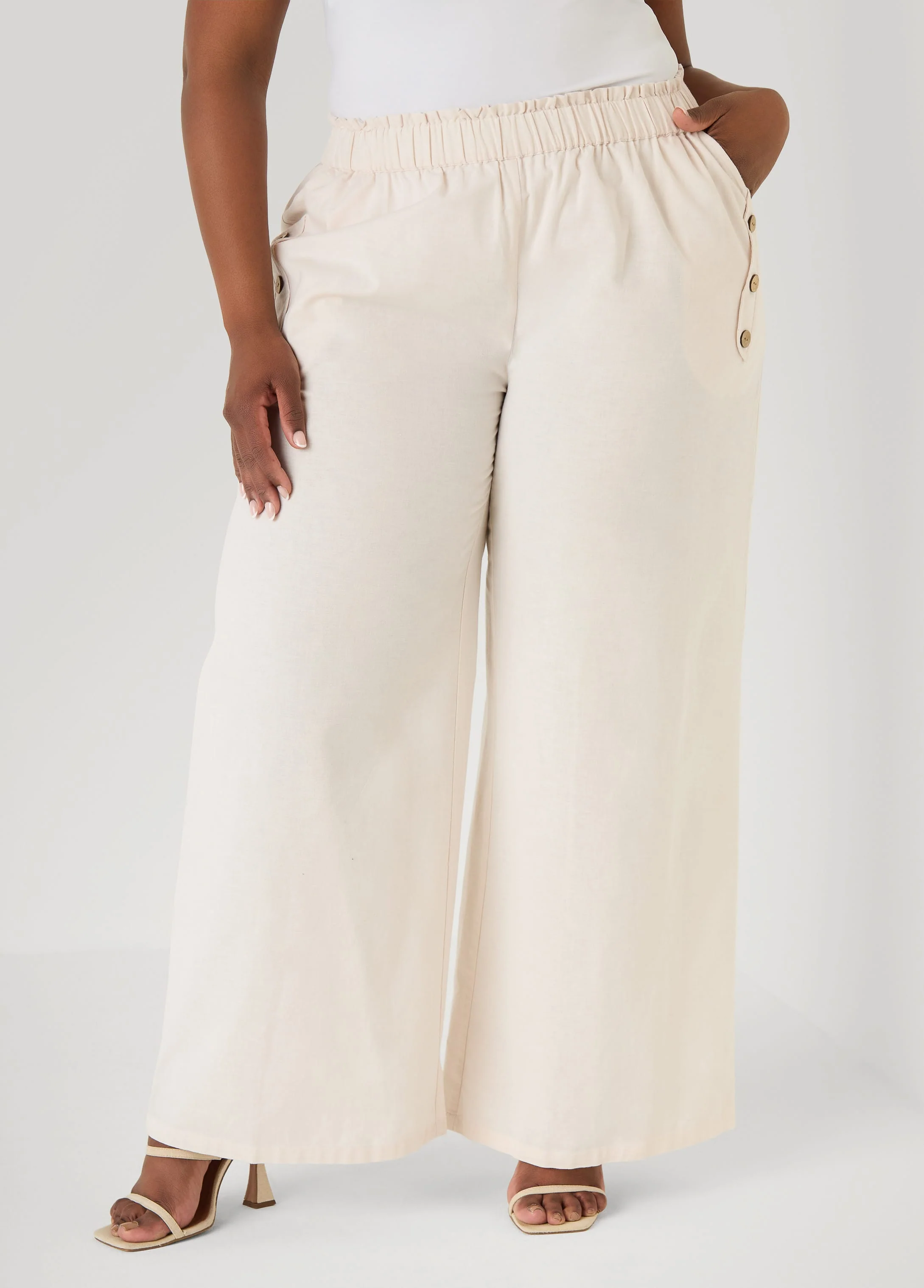 Button Detailed Cotton Blend Pants - Image 3