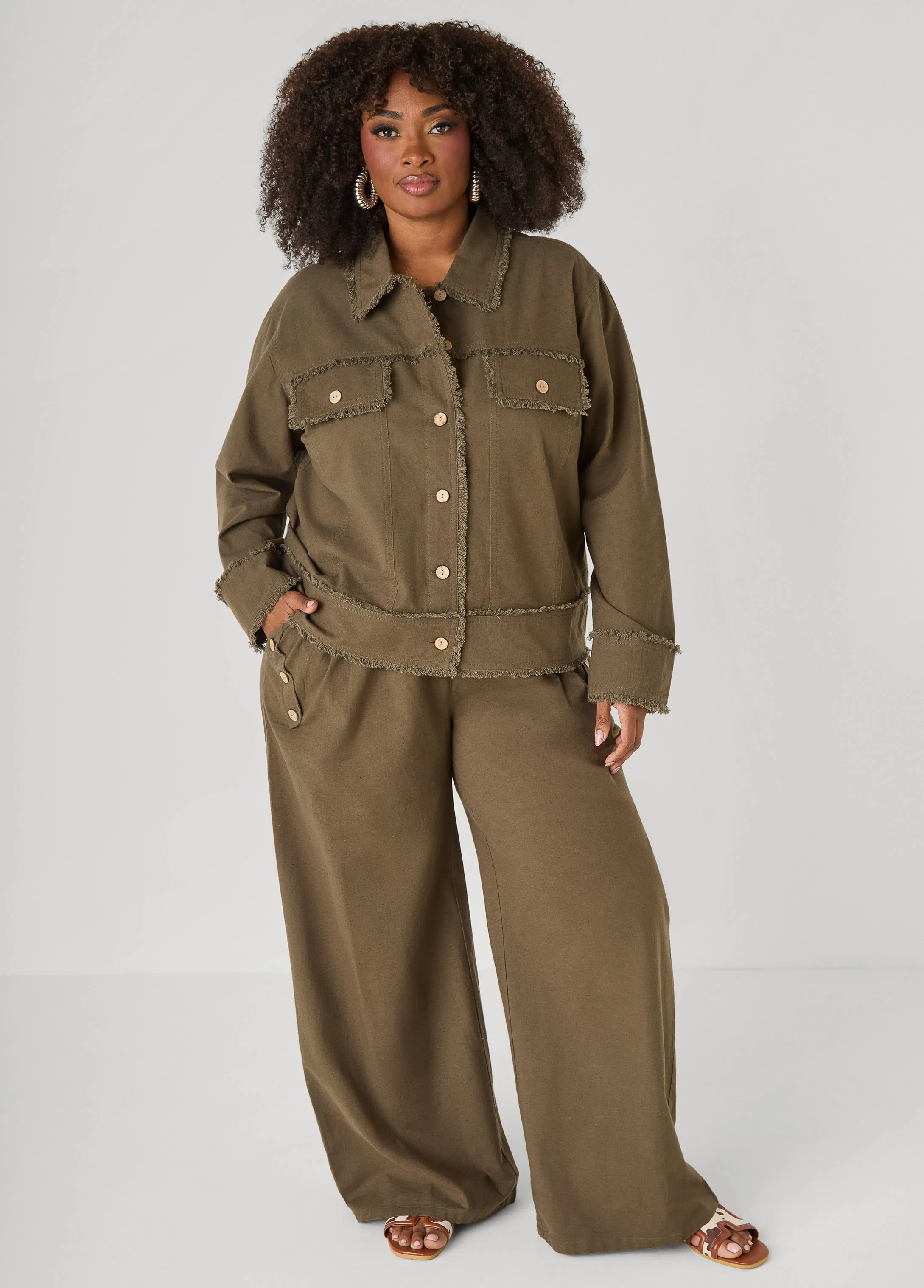 Button Detailed Cotton Blend Pants - Image 6