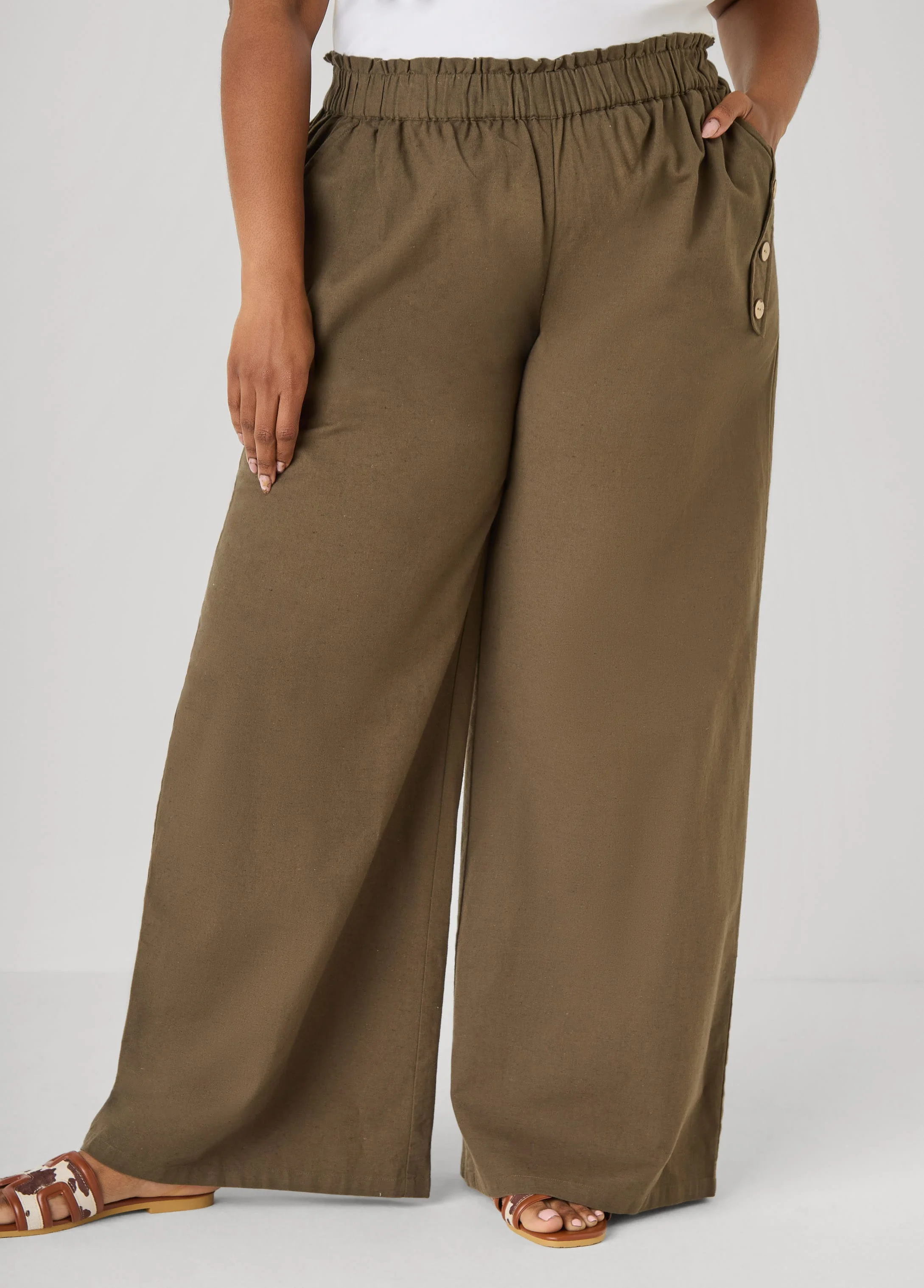 Button Detailed Cotton Blend Pants - Image 8