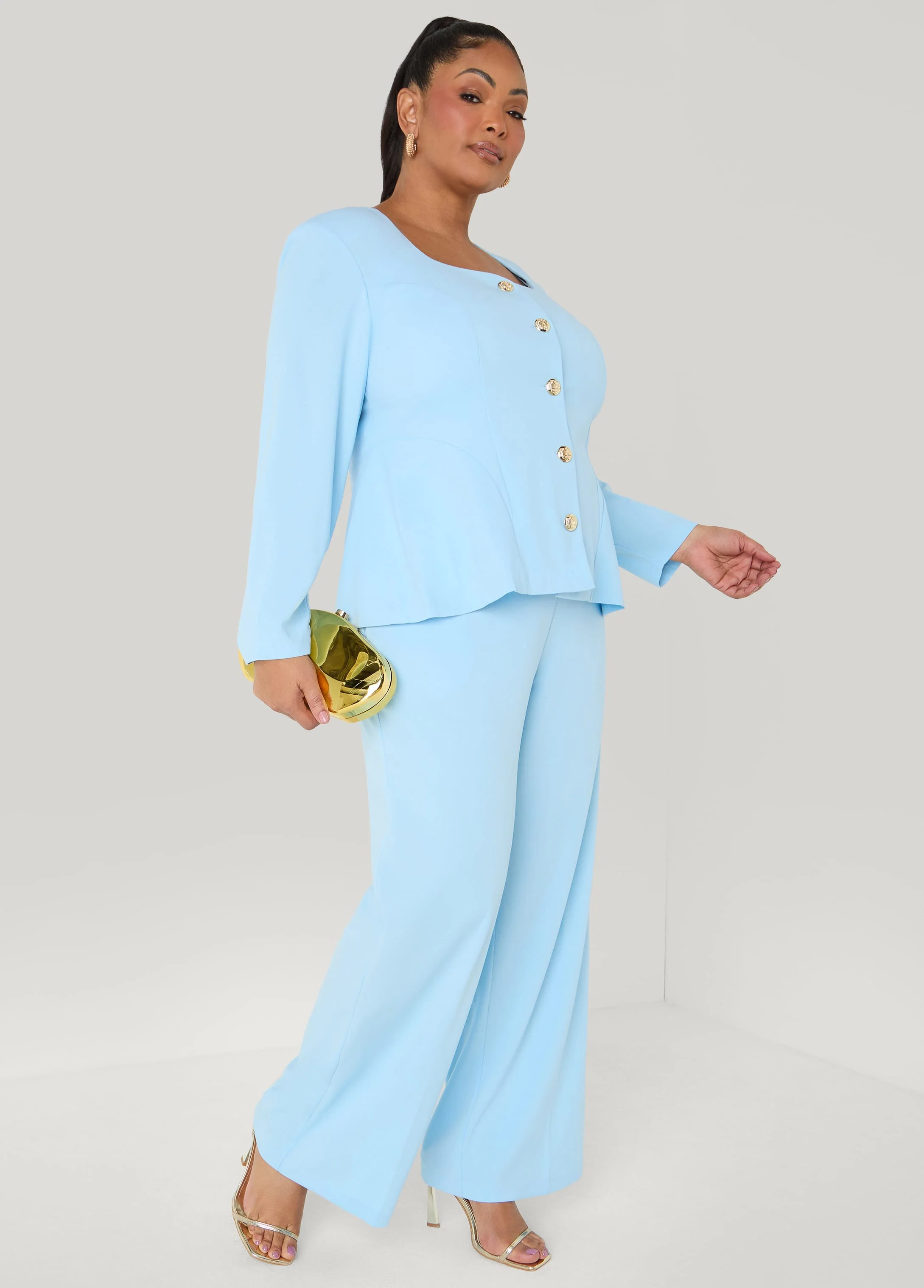 Square Neck Peplum Blazer - Image 5