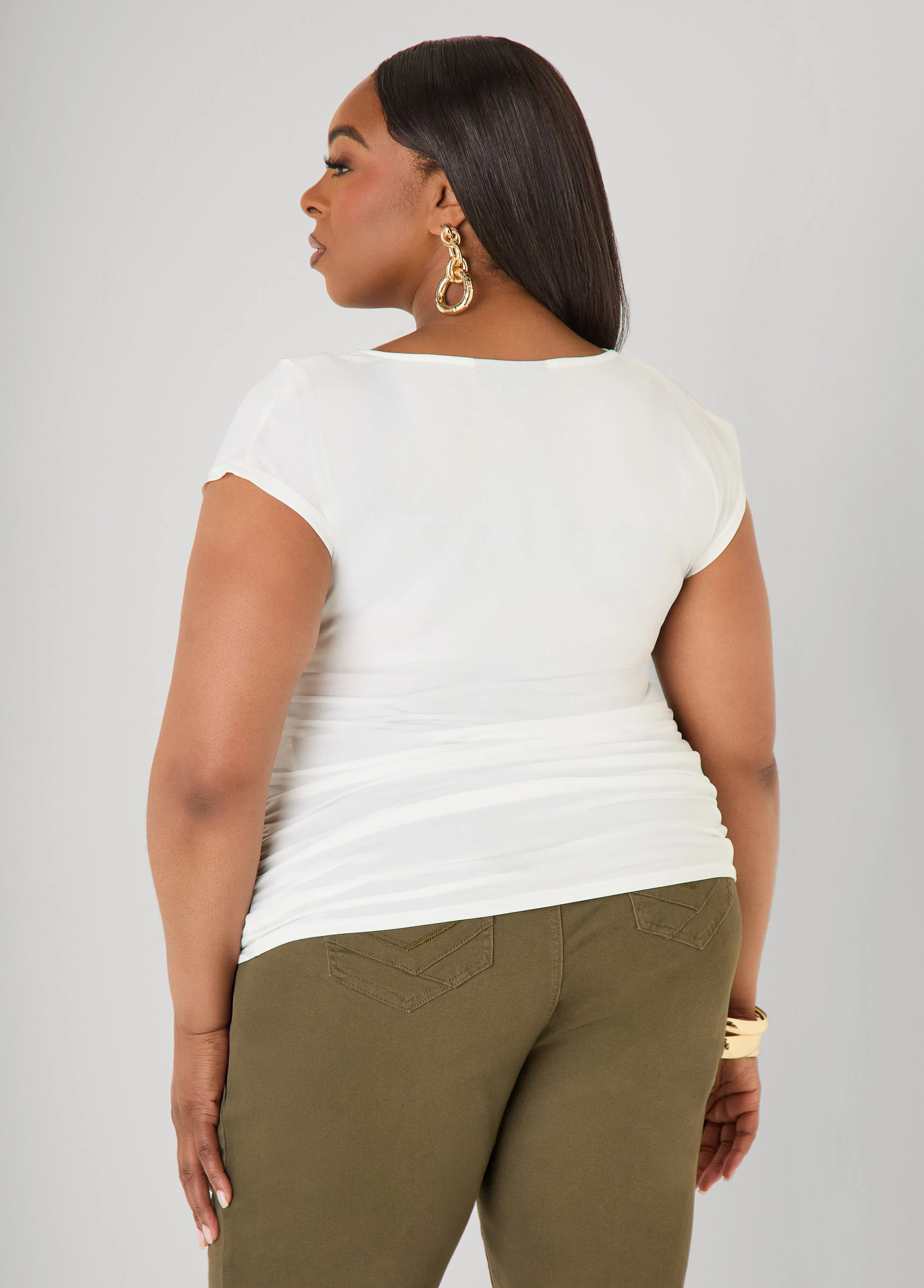 Cowl Neck Stretch Knit Top - Image 5