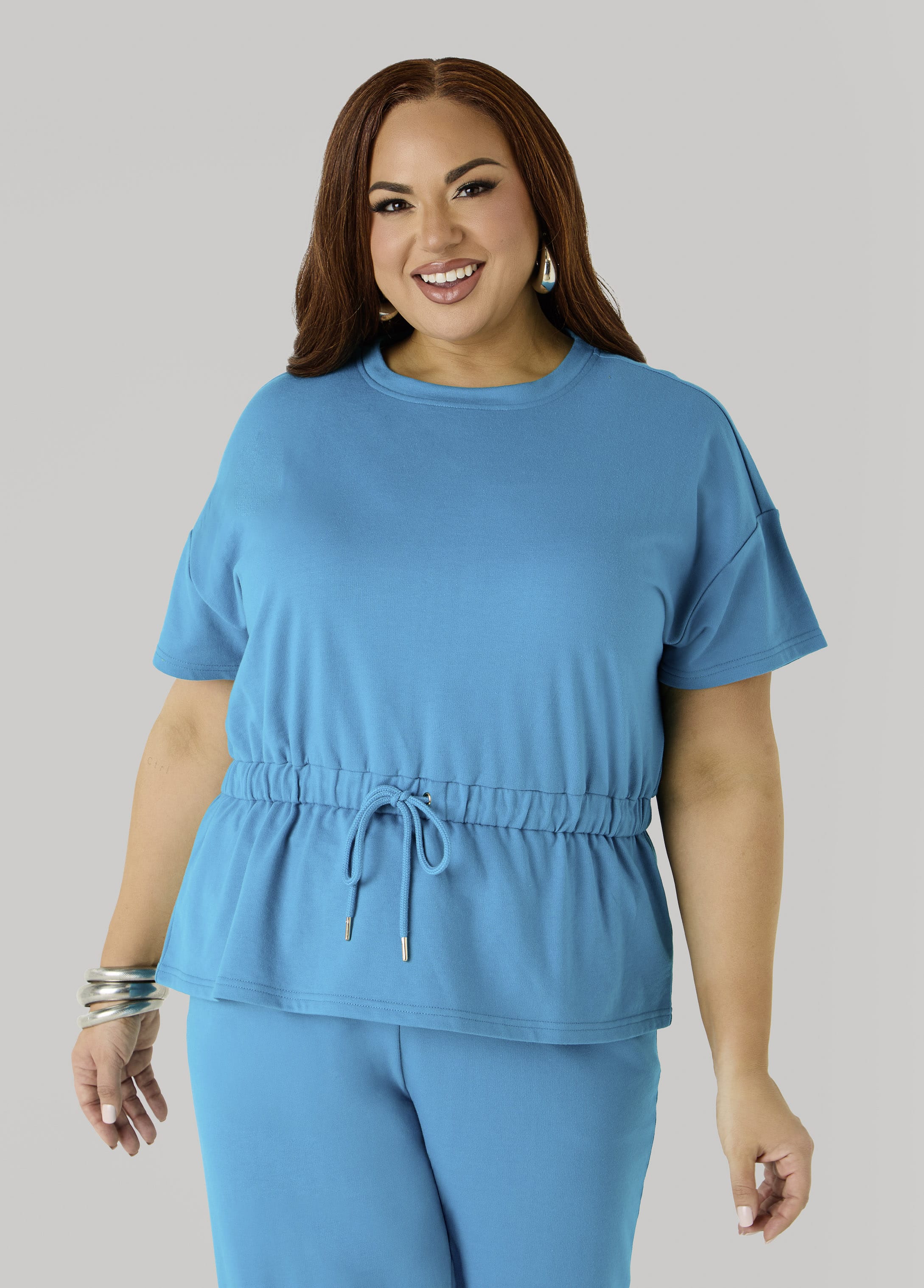 Drawstring Peplum Sweatshirt