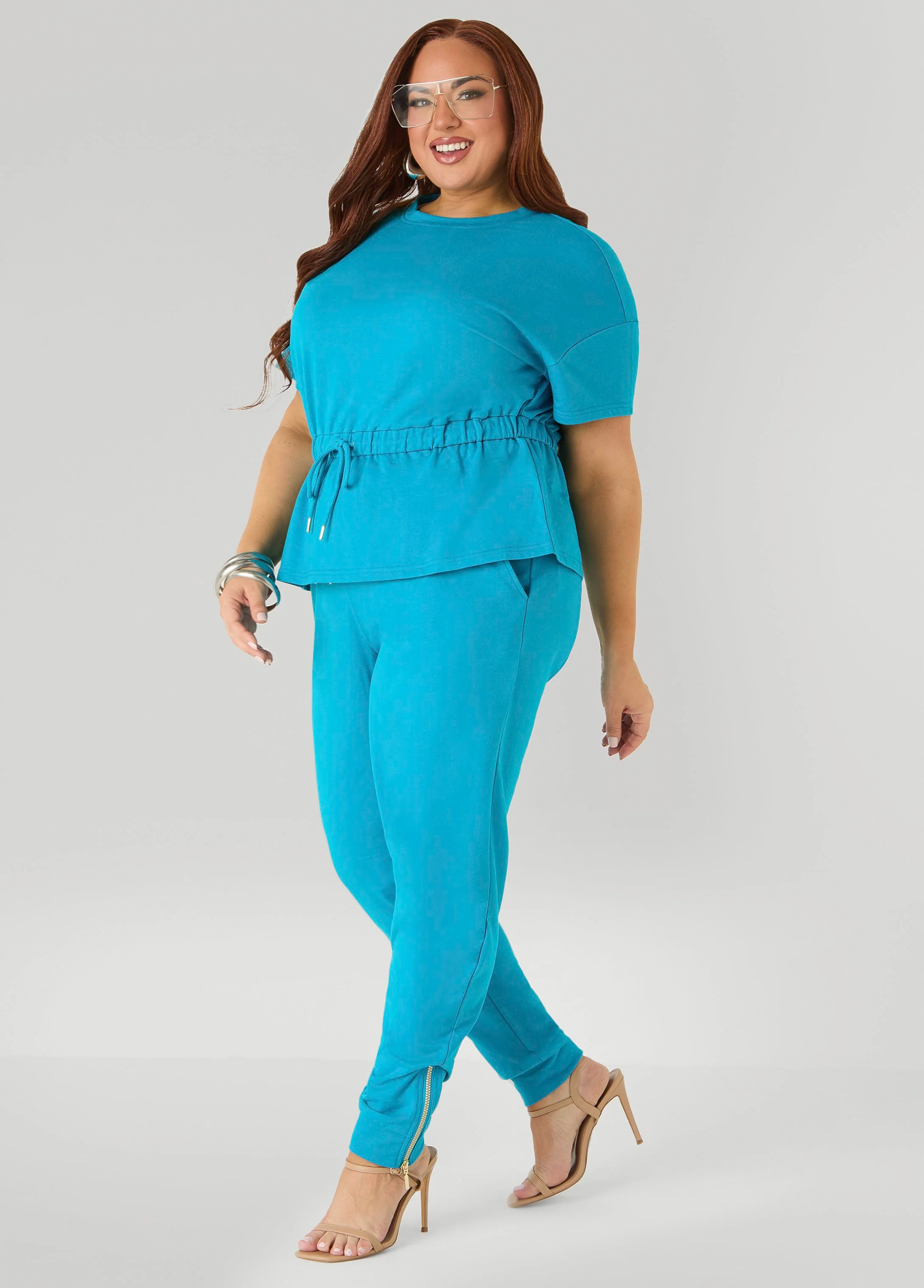 Drawstring Peplum Sweatshirt - Image 3