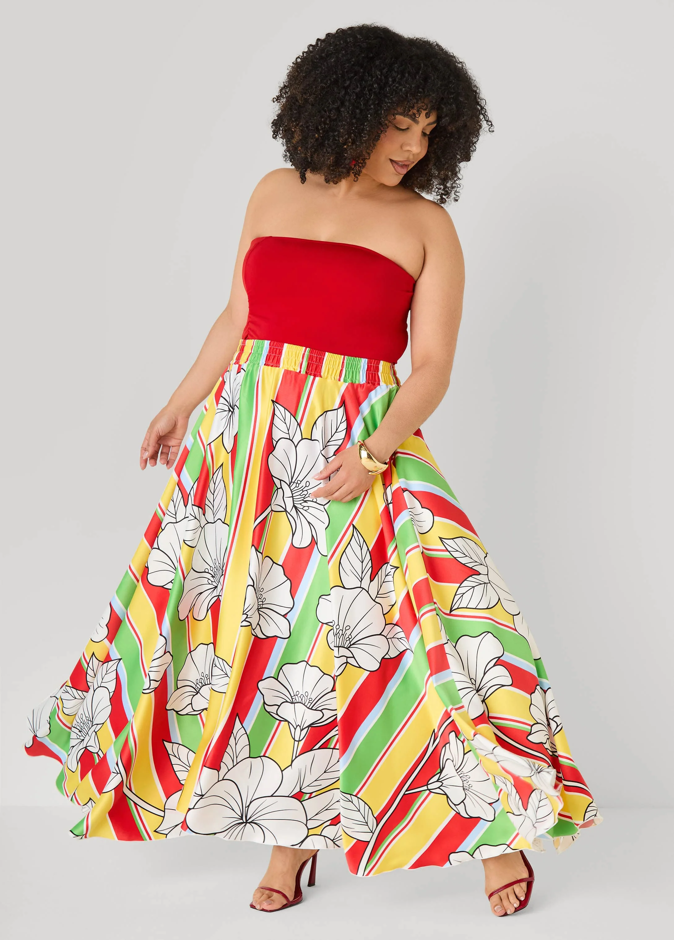 Floral Satin Maxi Skirt - Image 3