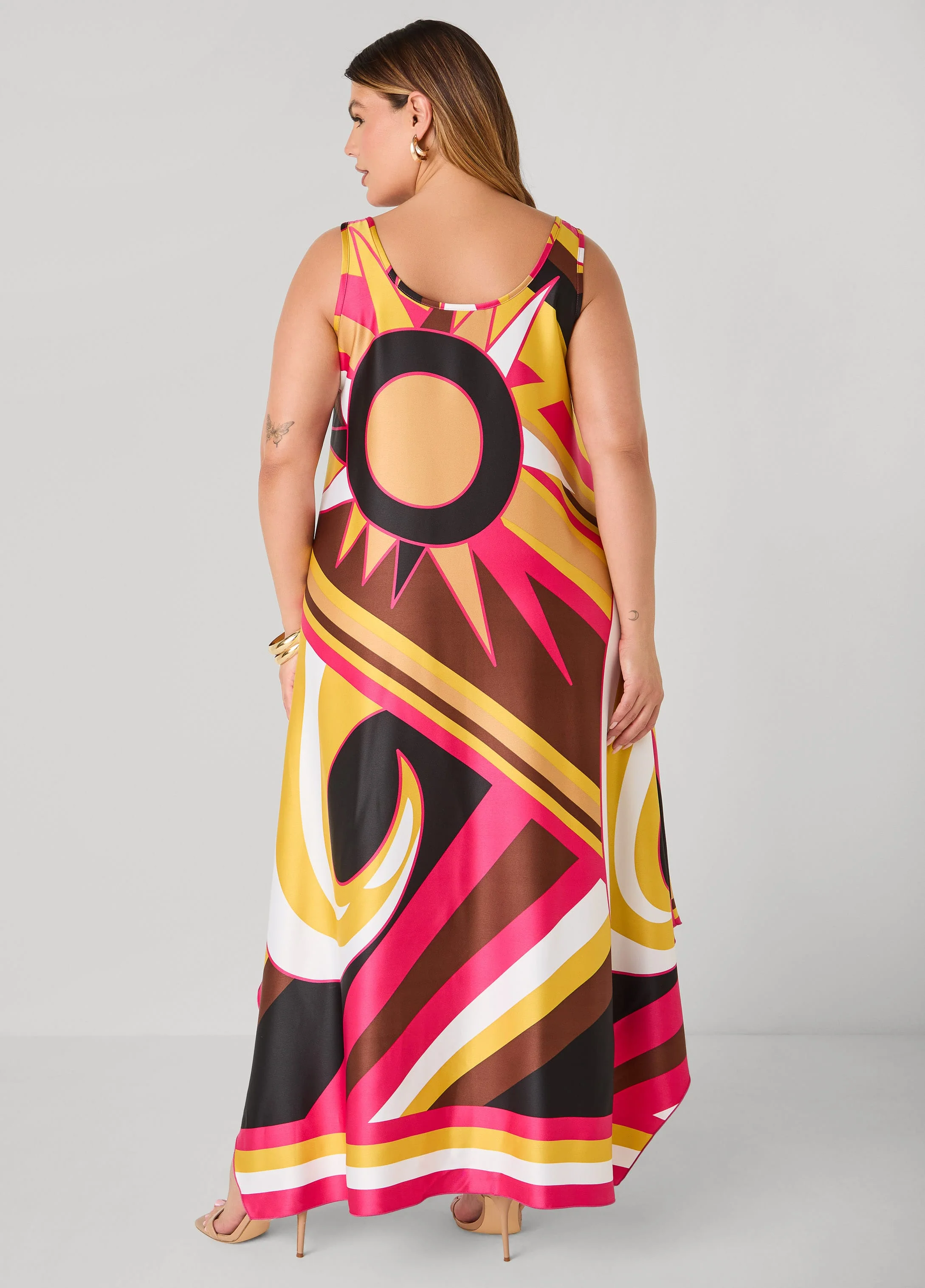 Swirl Print Satin Maxi Dress - Image 2