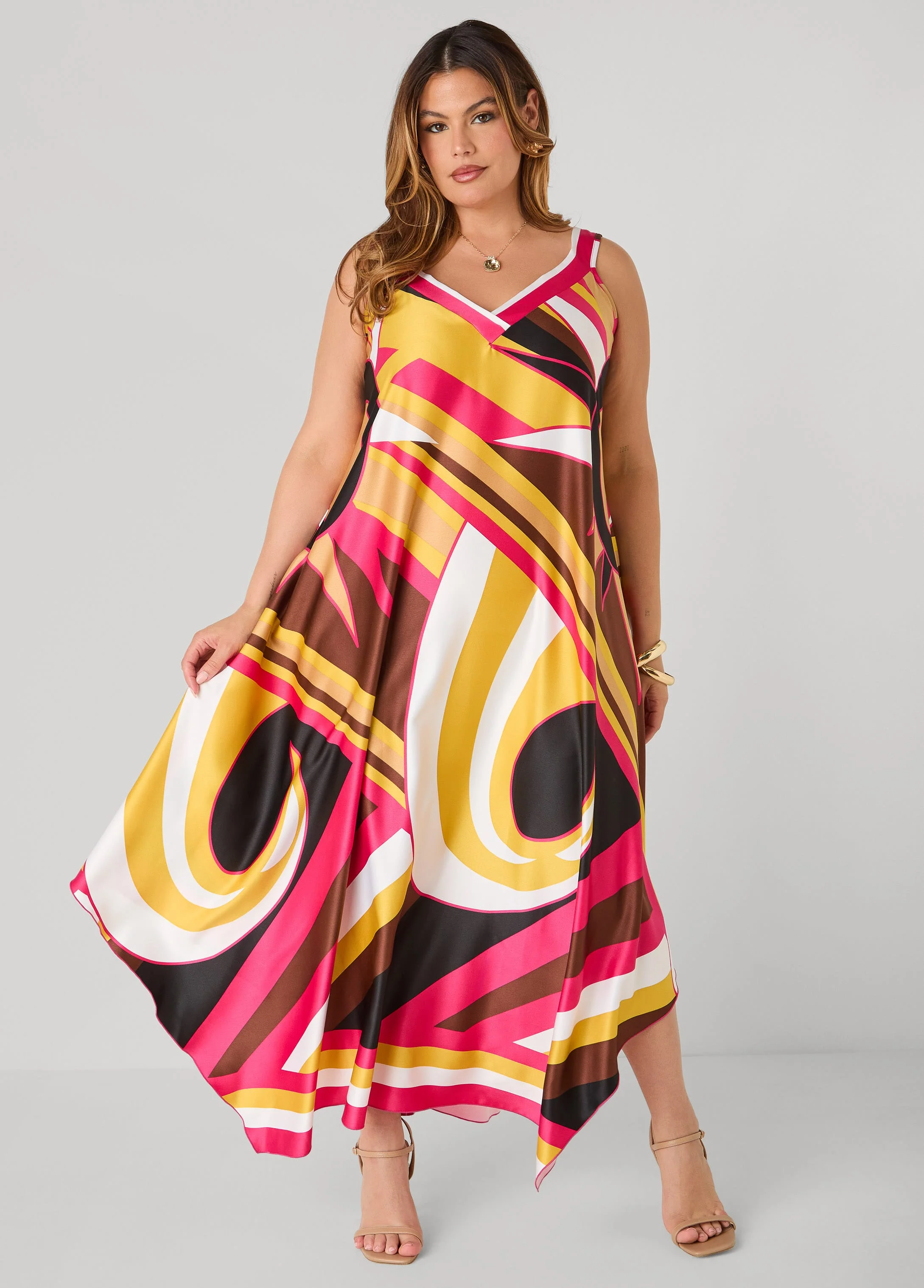 Swirl Print Satin Maxi Dress - Image 3