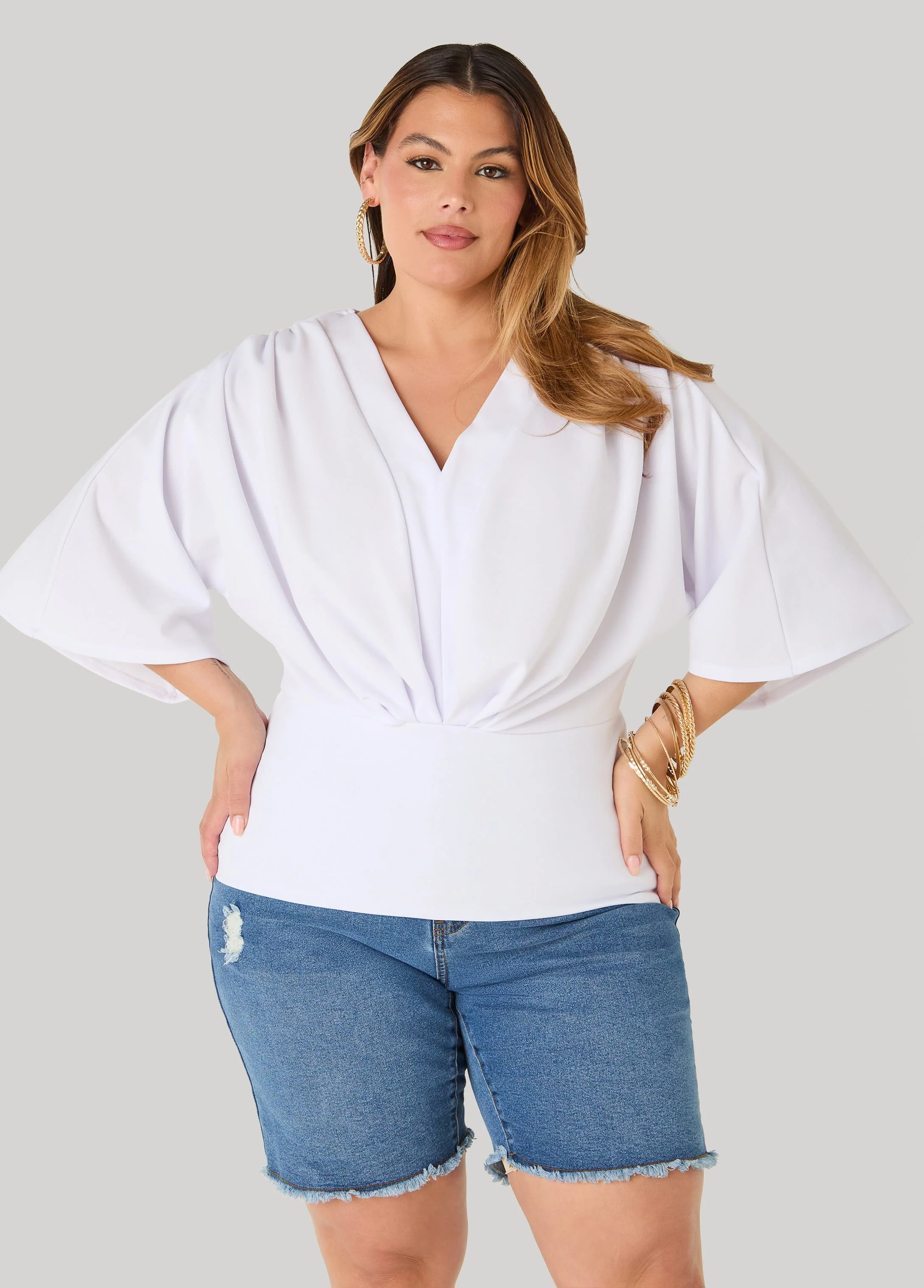 V Neck Stretch Crepe Top - Image 5