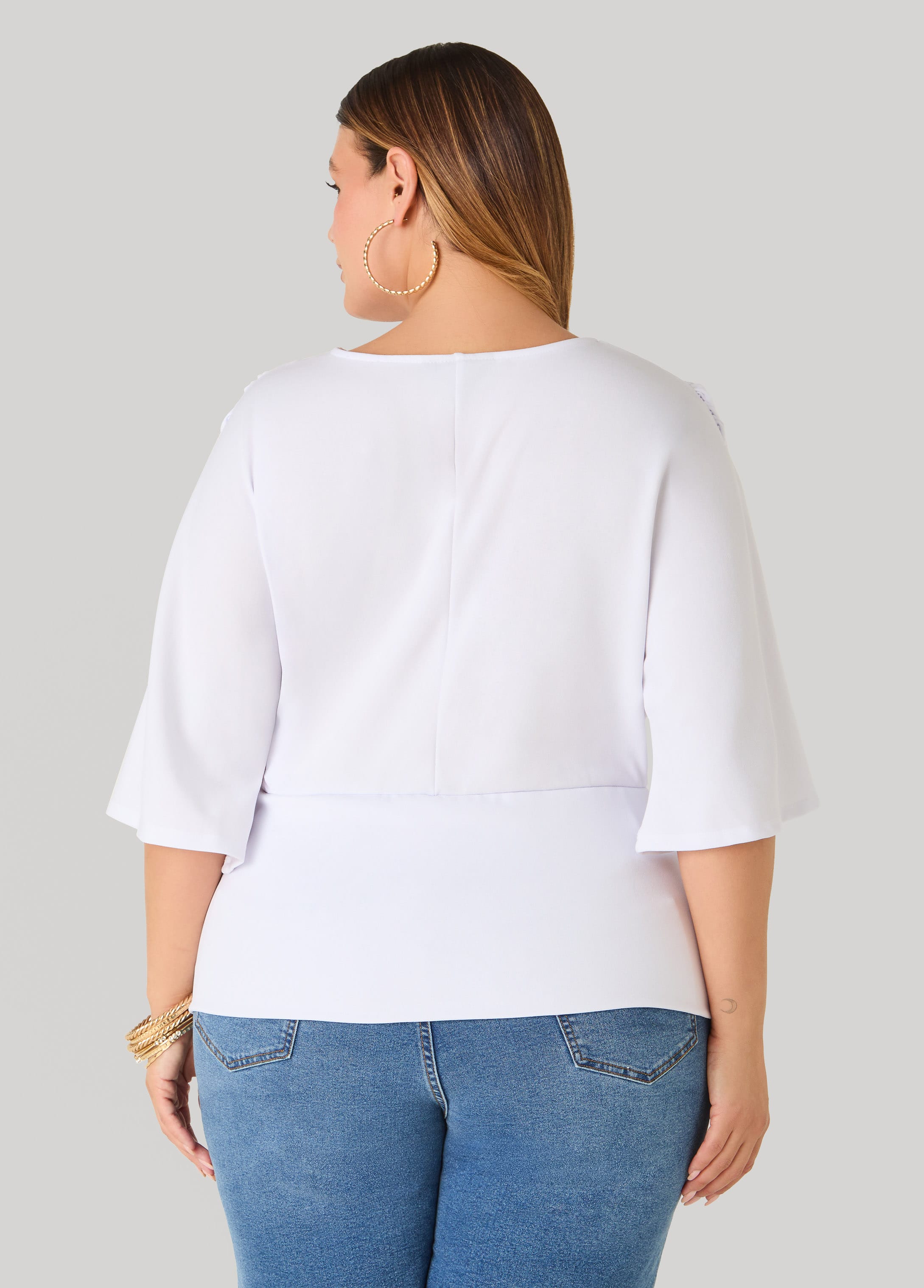 V Neck Stretch Crepe Top - Image 6