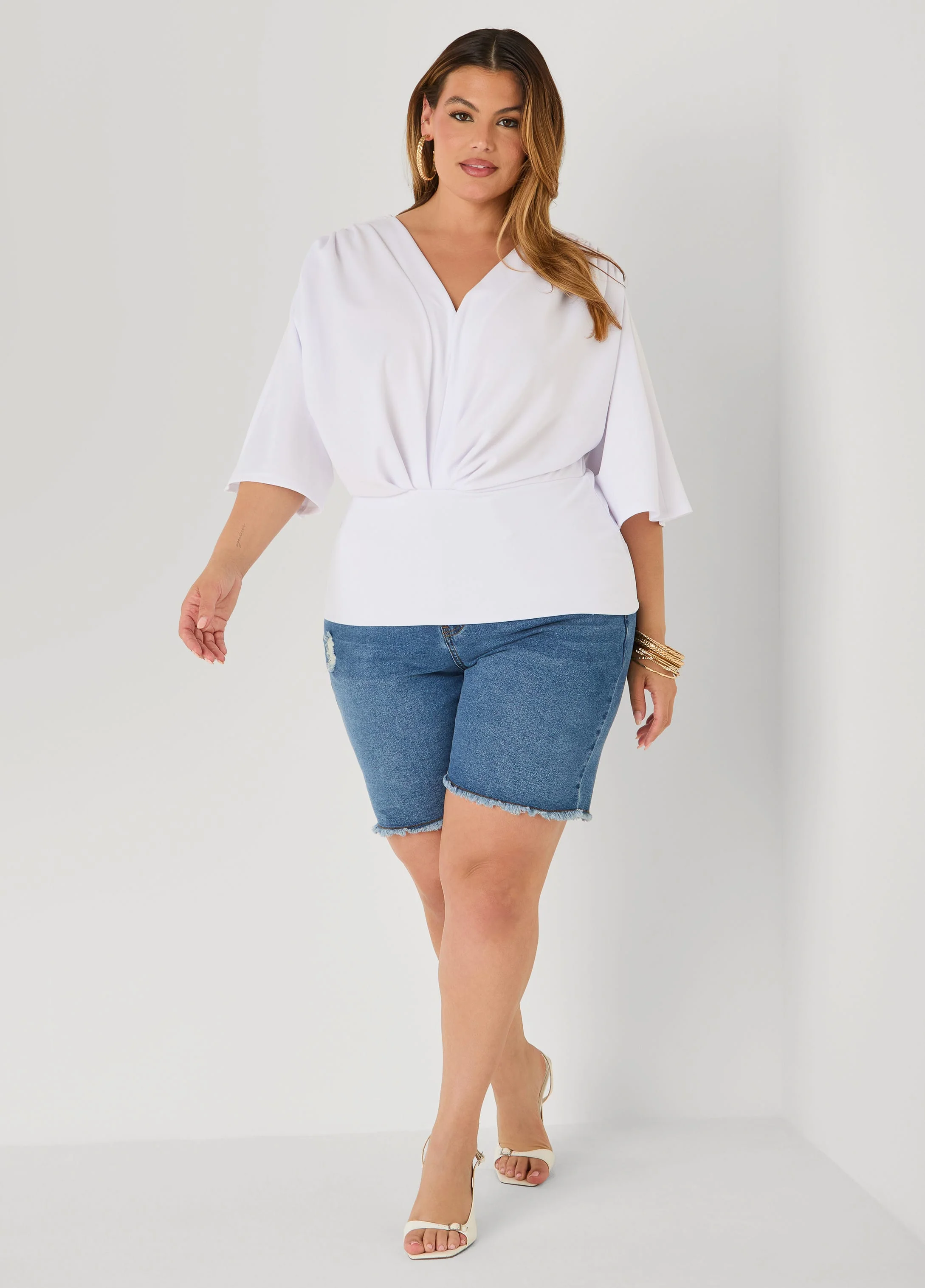 V Neck Stretch Crepe Top - Image 7