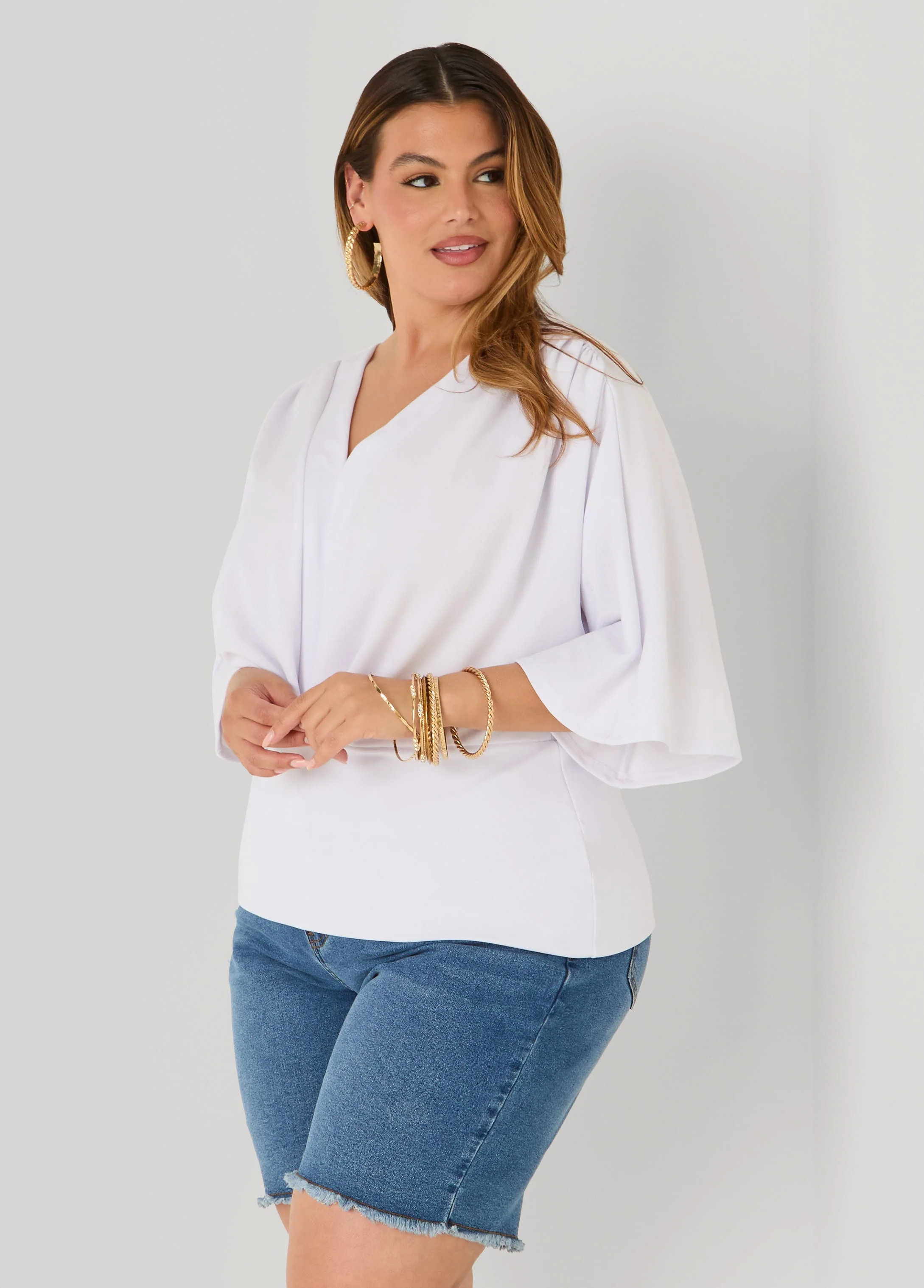 V Neck Stretch Crepe Top - Image 8
