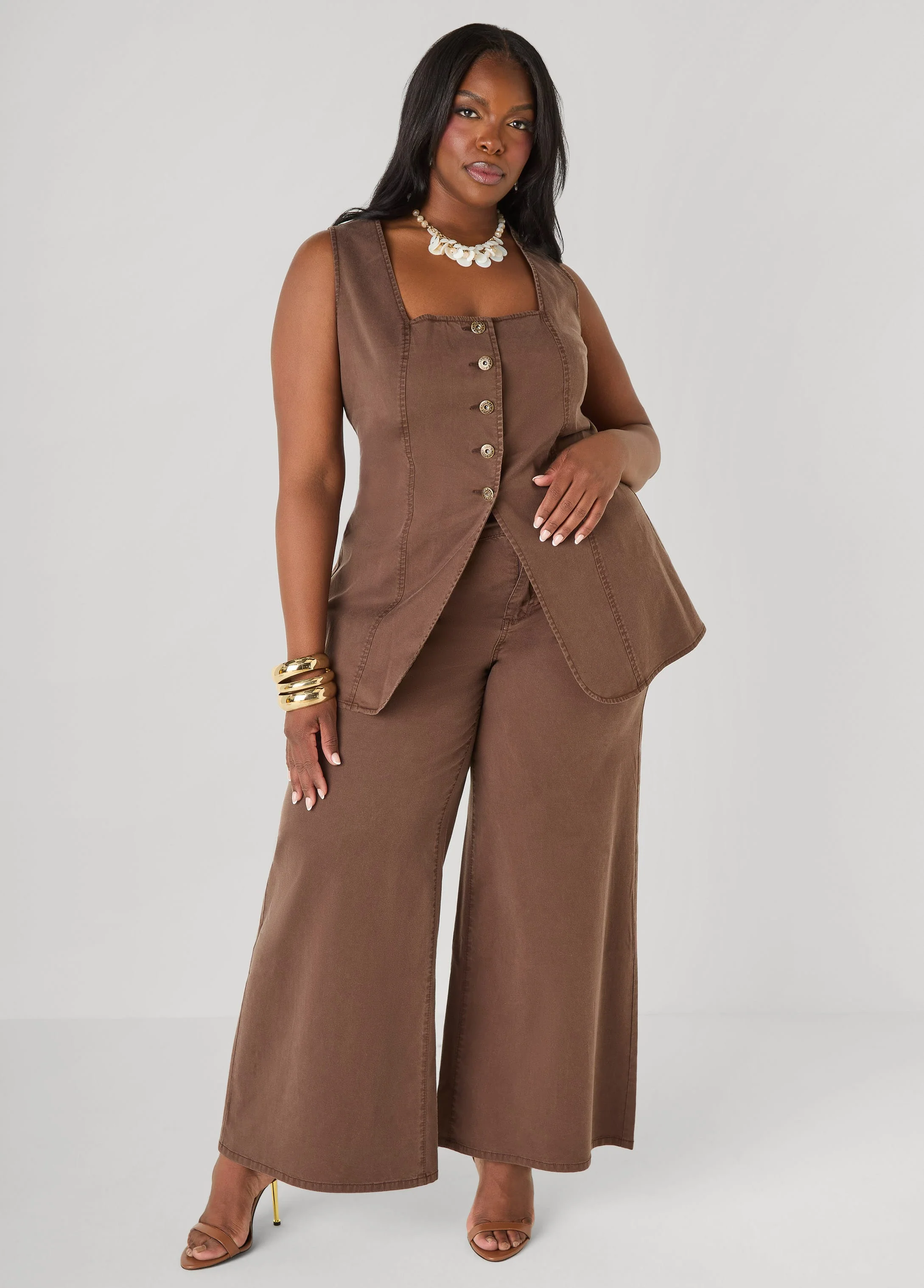 Chambray Wide Leg Pants