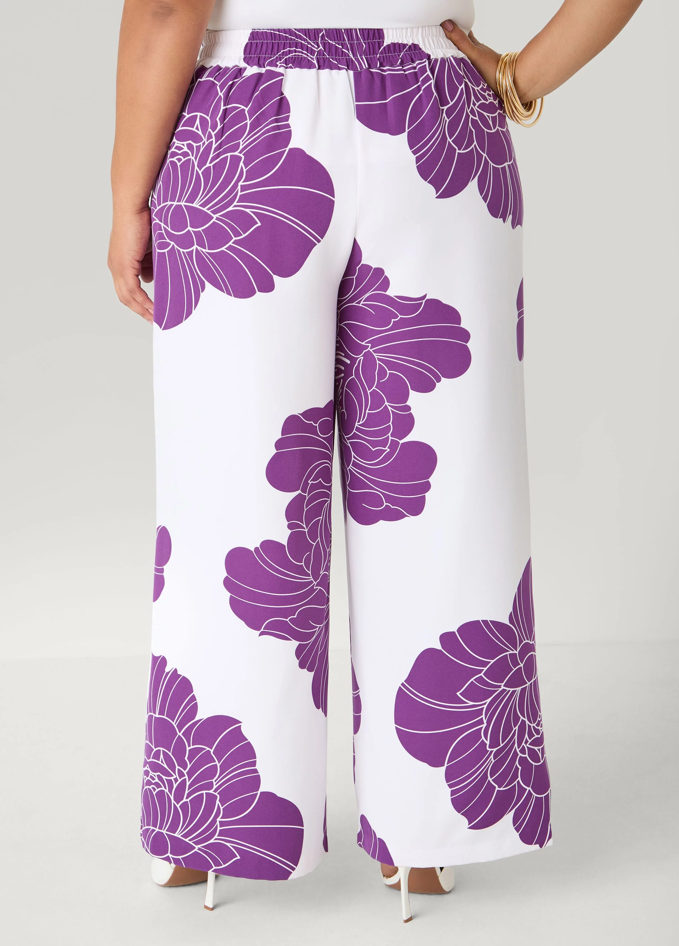 Floral Print Wide Leg Pants - Image 2