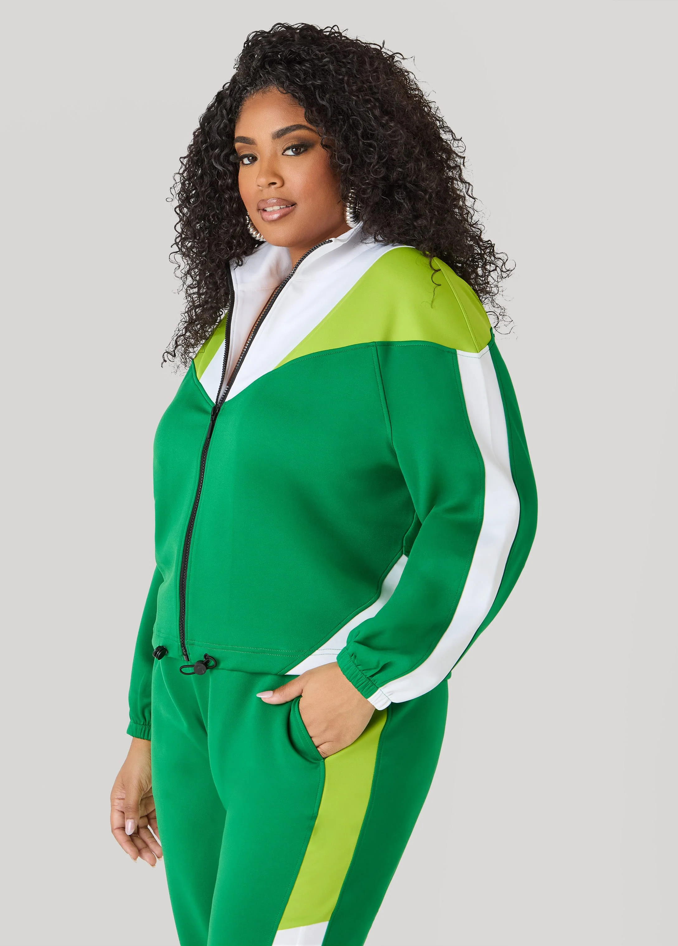 Drawstring Colorblock Track Jacket - Image 3