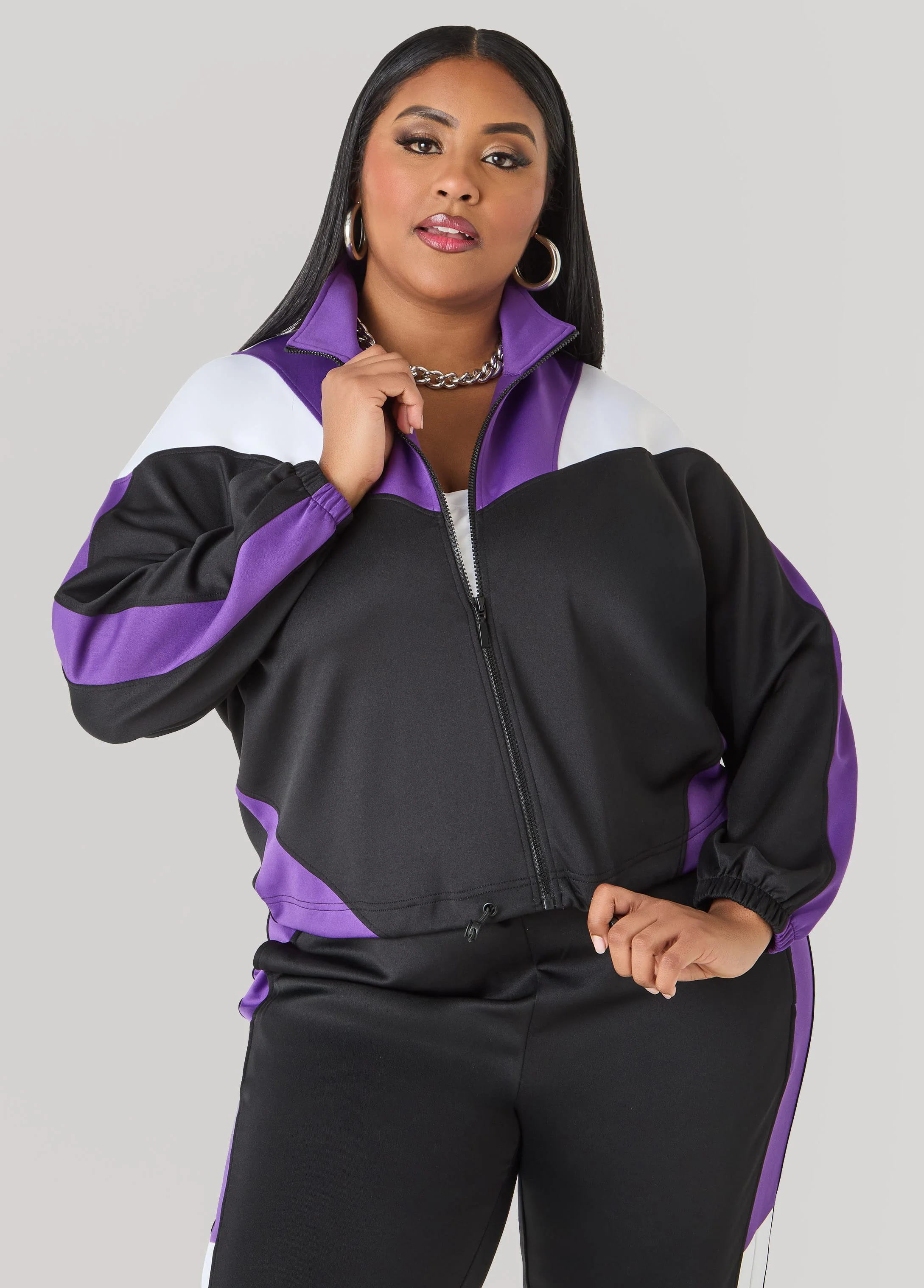 Drawstring Colorblock Track Jacket - Image 4