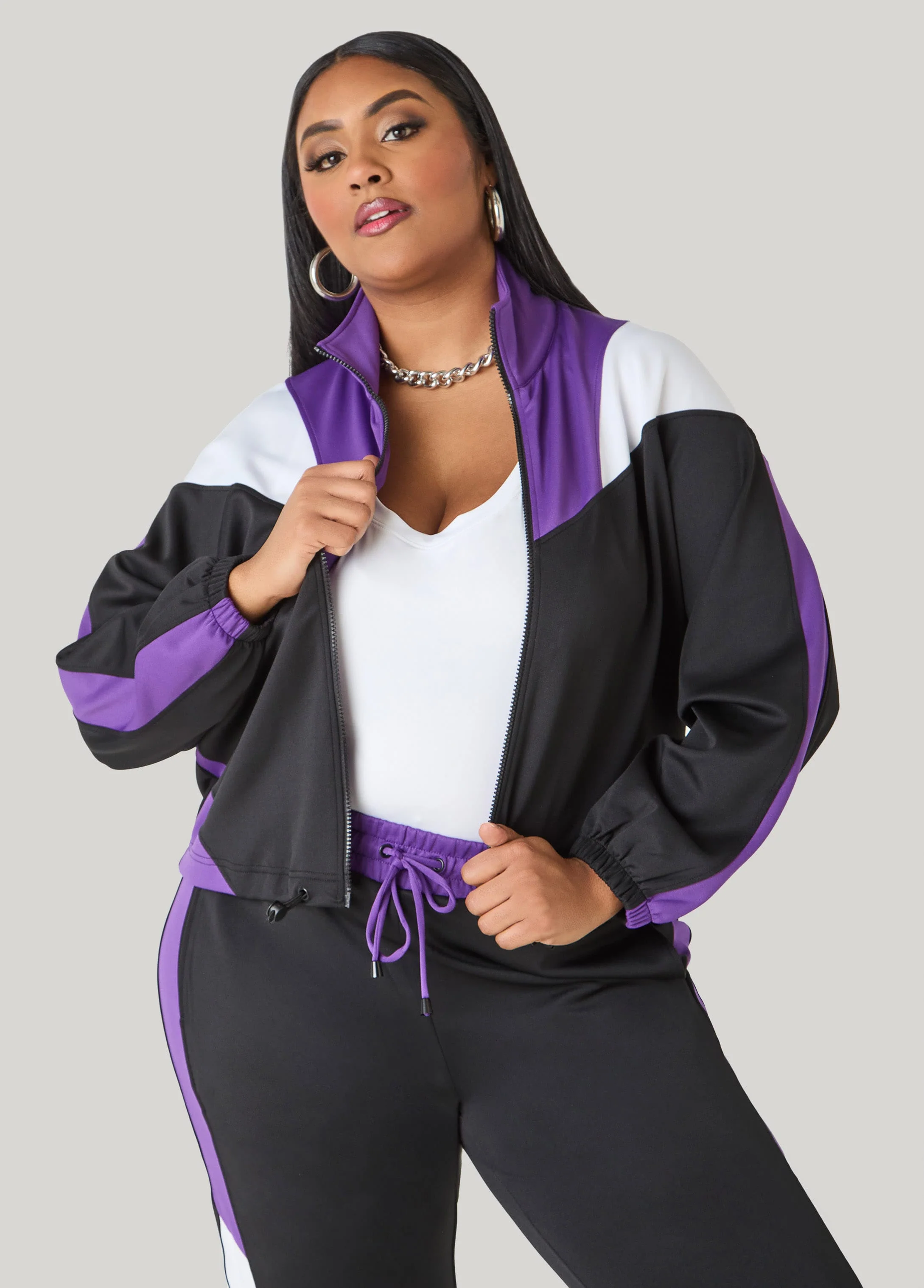 Drawstring Colorblock Track Jacket - Image 7