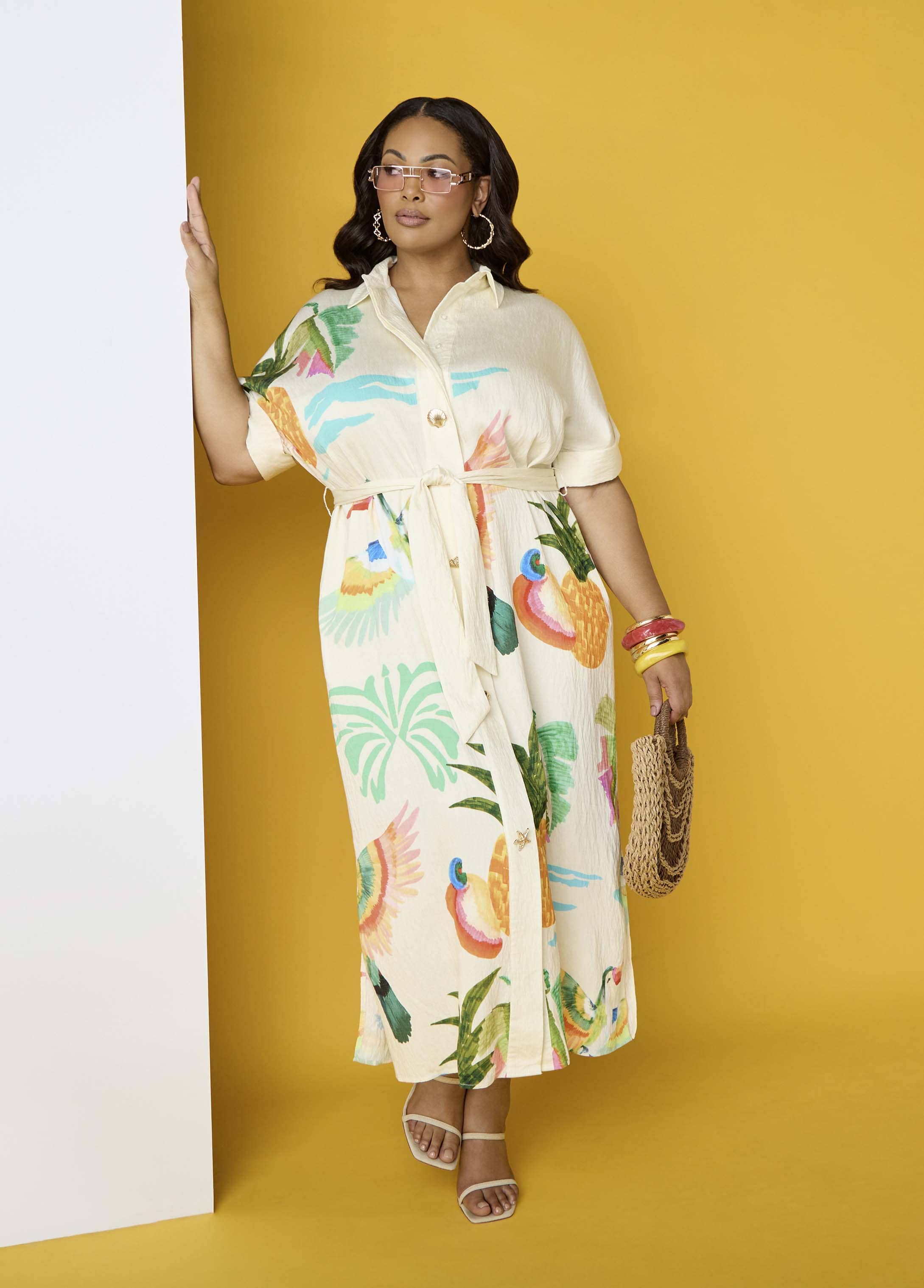 Tropical Print Maxi Shirtdress - Image 7