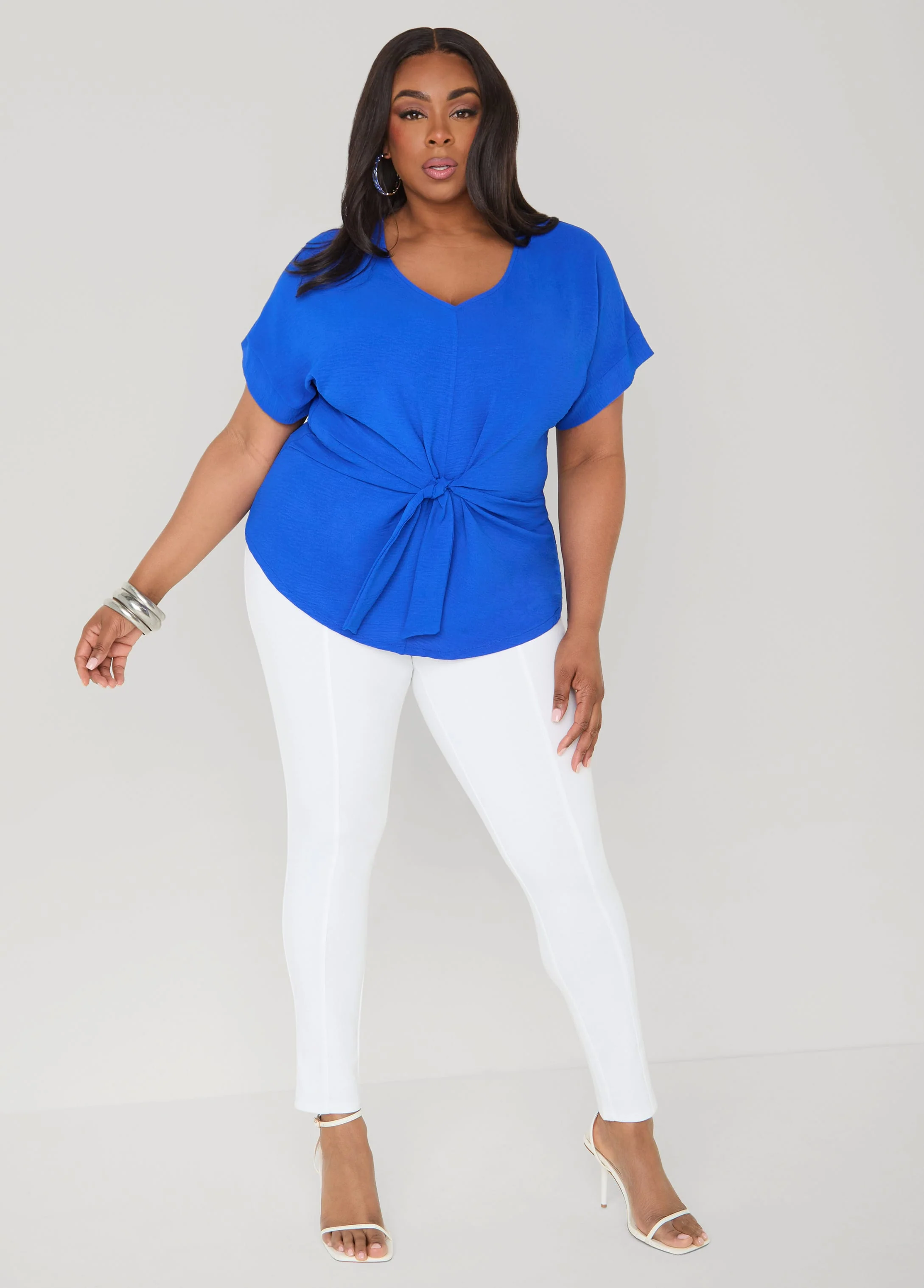 Tie Front V Neck Top - Image 7