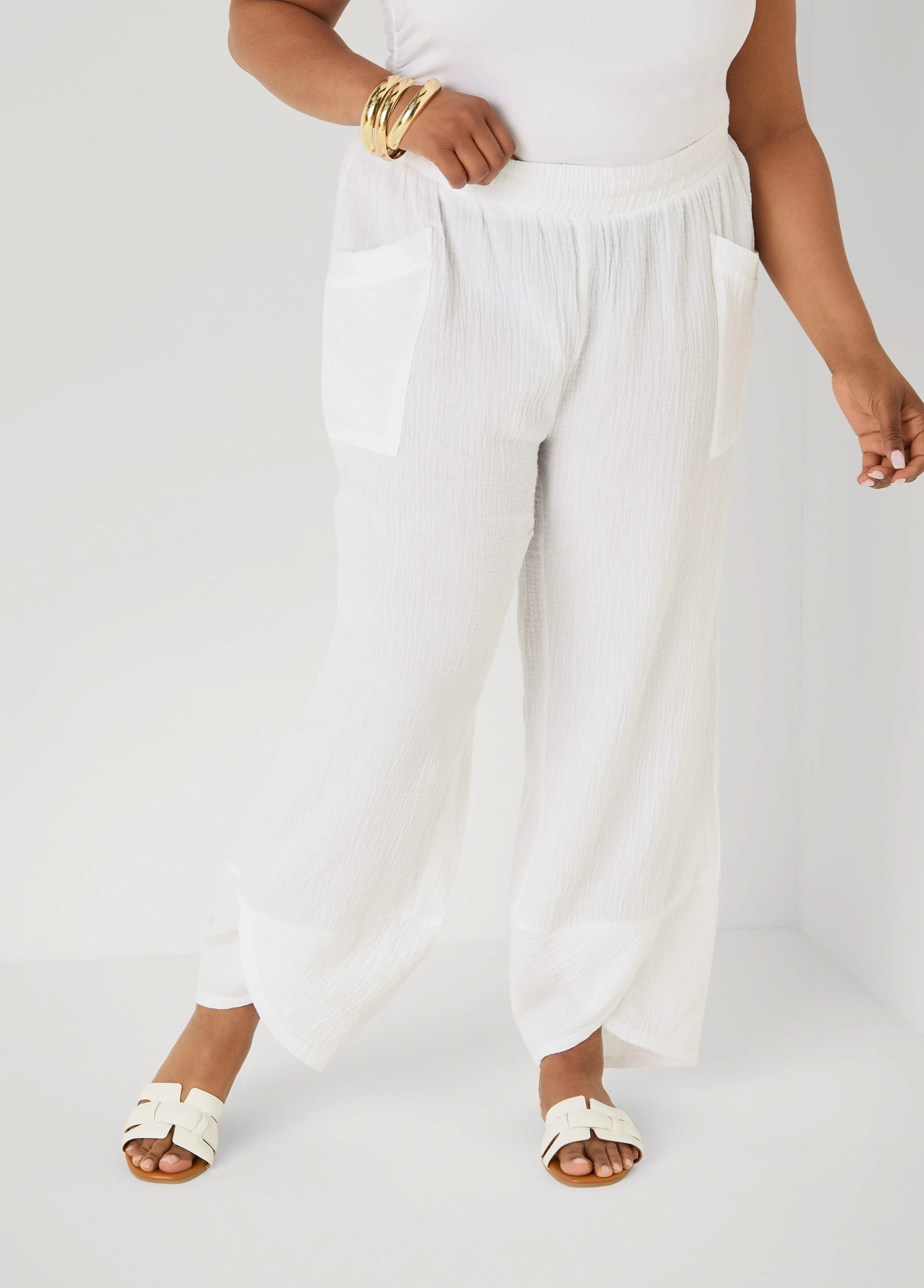 Textured Cotton Gauze Pants - Image 3