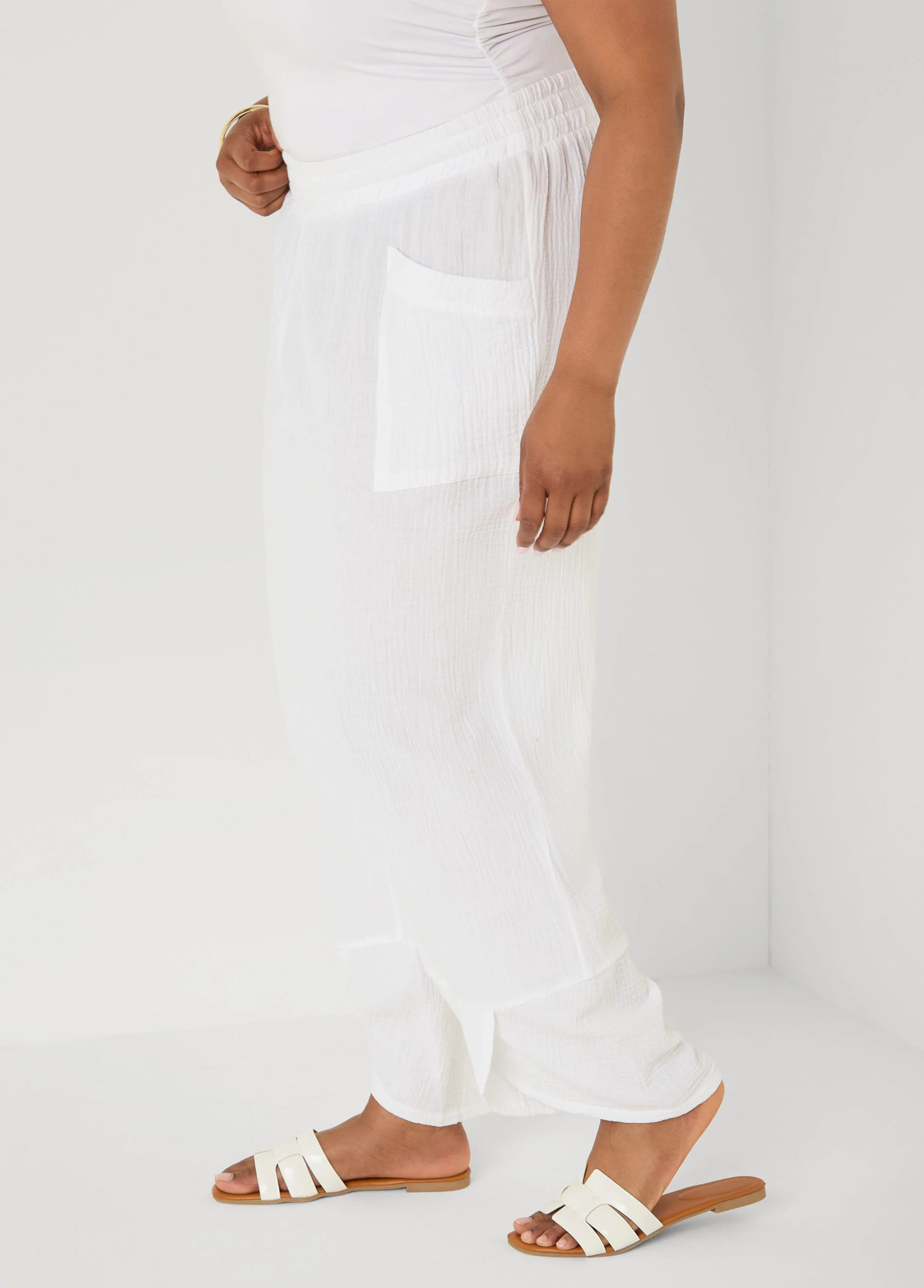 Textured Cotton Gauze Pants - Image 4