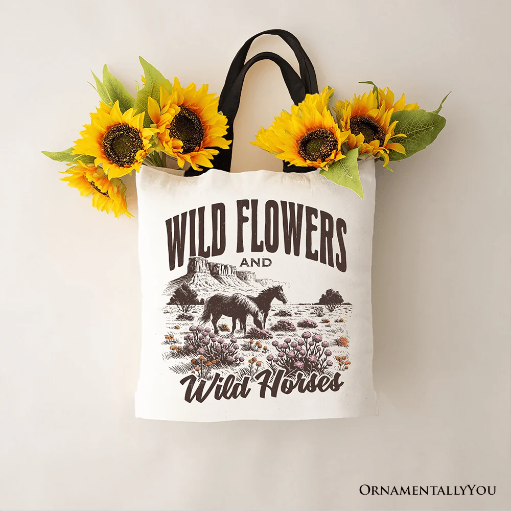Wild Flowers And Horses Tote Bag - Image 4